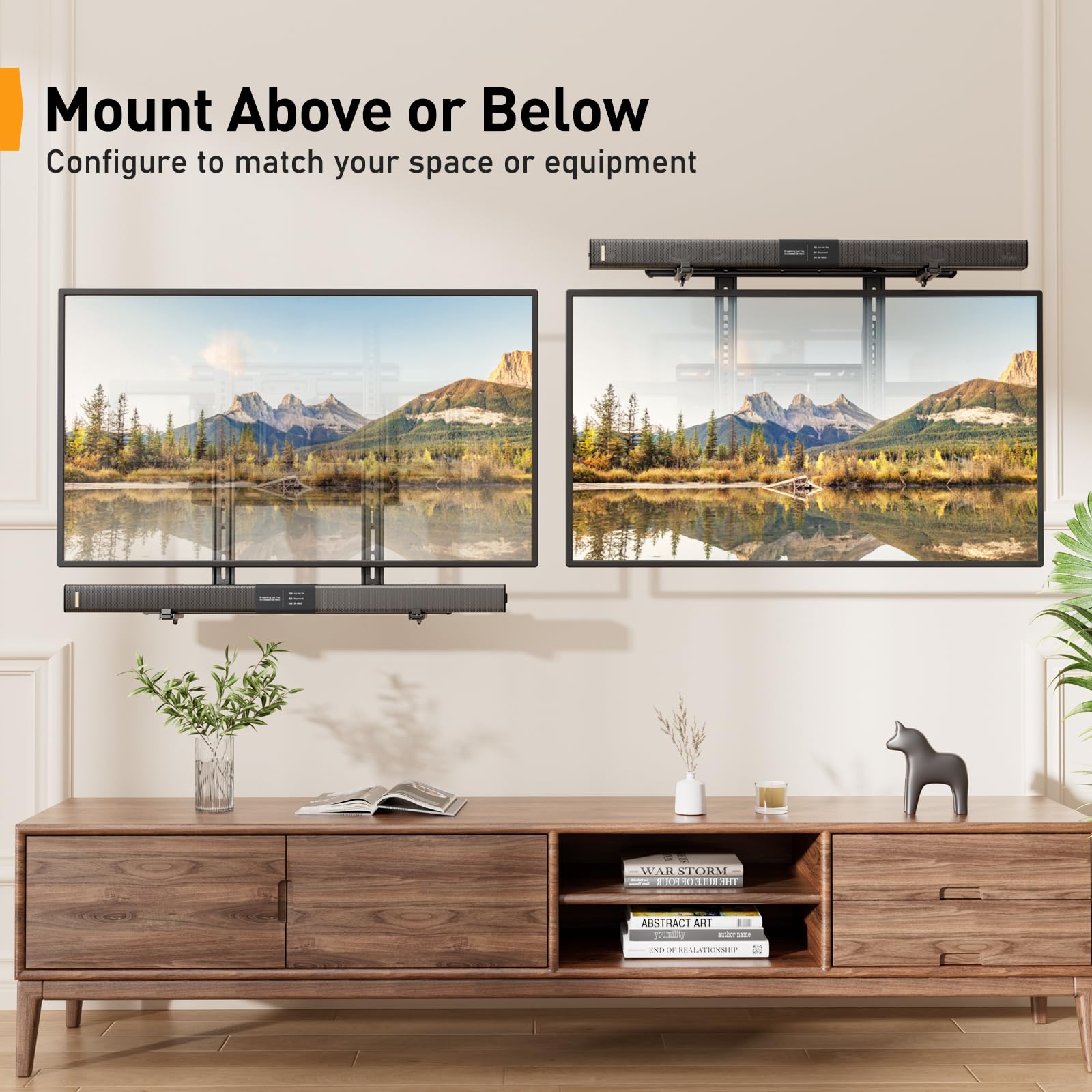 Perlegear Soundbar Mount, Sound Bar Mount With Holes/Without Holes, Sound Bar Mounts Under Tv Up To 13.2 Lbs, Non-Slip Base Hold