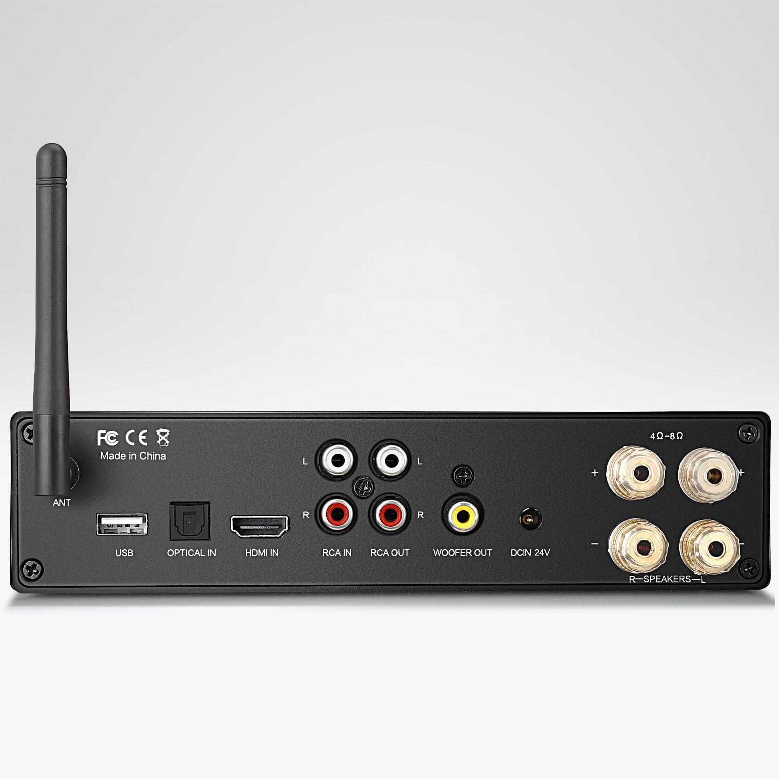 Facmogu Dap 23C 2.1Ch 200W Karaoke Wireless Bluetooth Amplifier Receiver W/Subwoofer Output, Hdmi Arc/Optical/Mic In, Rms 60Wx2 Home Theater Audio Stereo Amp Digital Amplifier Treble/Bass/Echo/Usb/Rca