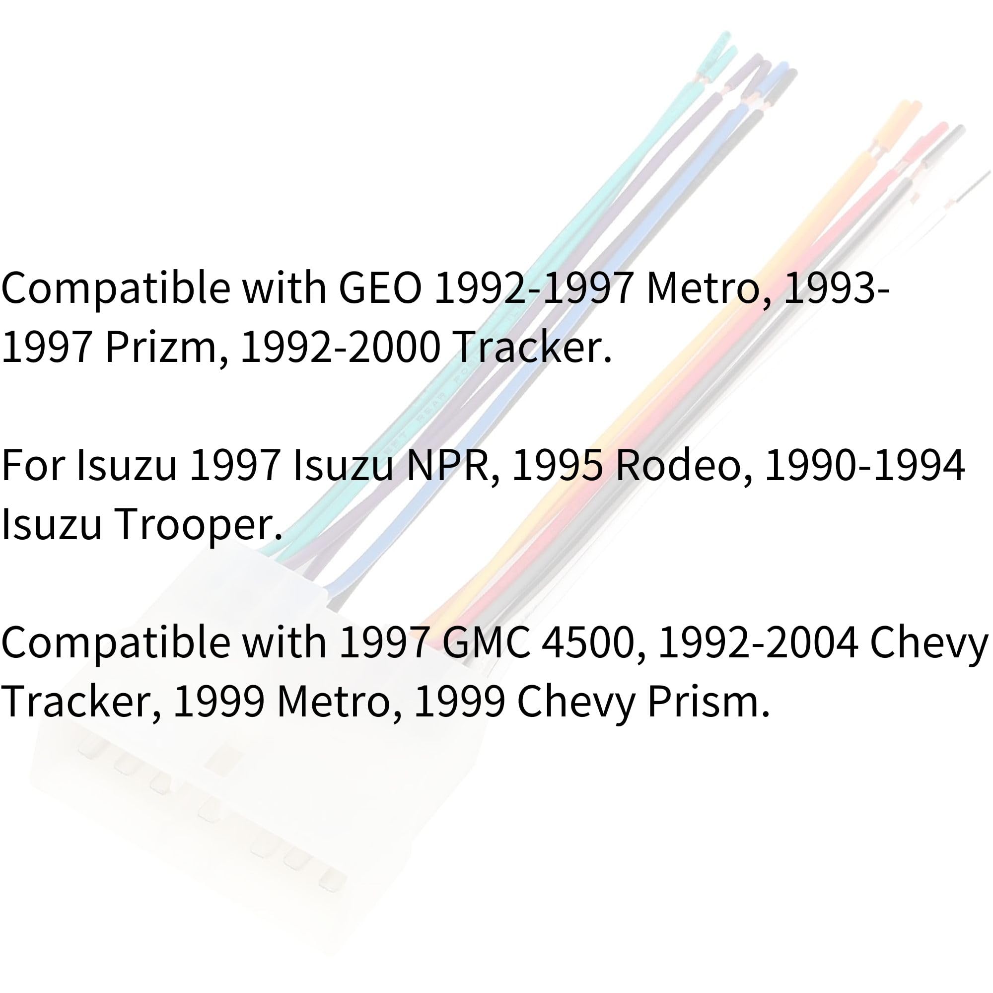 Red Wolf Car Radio Stereo Wiring Harness For Select 1985 1997 Geo Metro Prizm Isuzu Trooper Install Aftermarket Cd Player Receiver Wire Connector Cable Plug Adapter