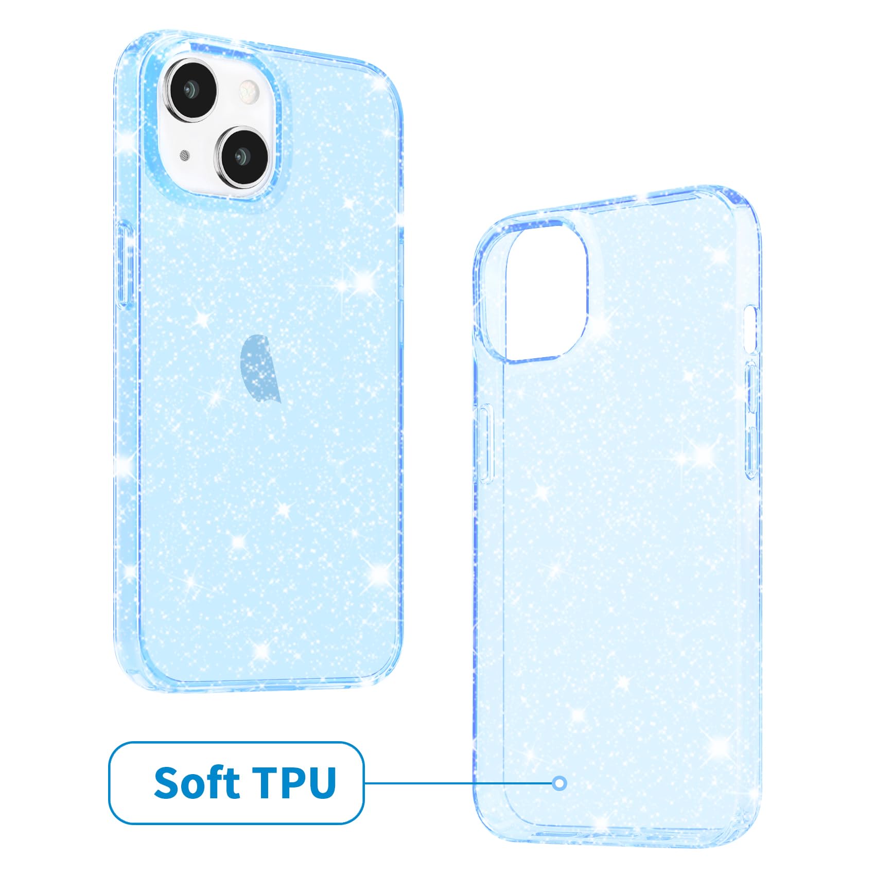 Jjgoo Compatible With Iphone 15 Plus Case Glitter, Clear Transparent Soft Tpu Sparkle Anti Scratch Shockproof Protective Phone B