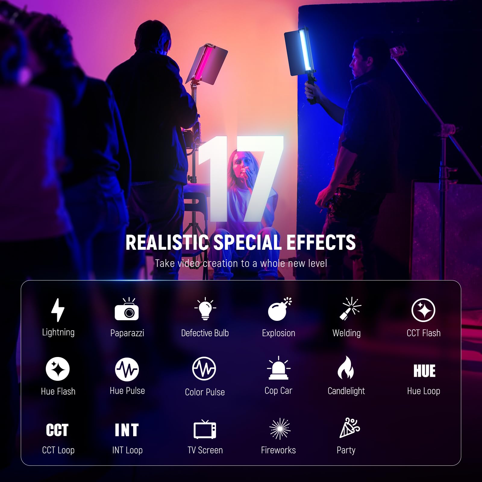 Neewer Rgb1 Led Tube Light Stick With Metal Barndoor, Handle, Touch Bar/App Control, Magnetic Handheld Rgb Video Light, 3200K 56