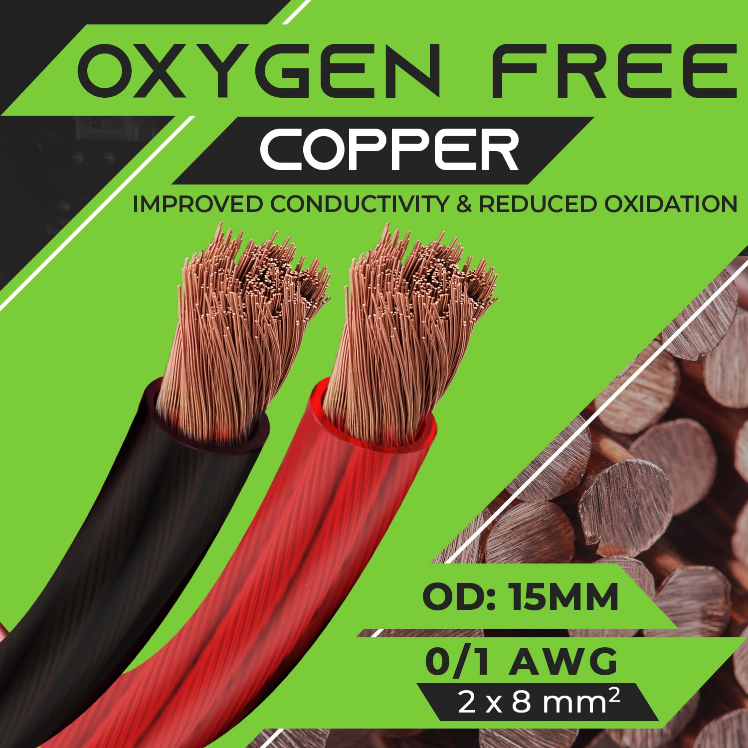 Gearit 1/0 Gauge Wire Oxygen Free Copper Ofc (25Ft Each  Black/Red Translucent) 0 Awg   Primary Automotive Wire Power/Ground, Ba