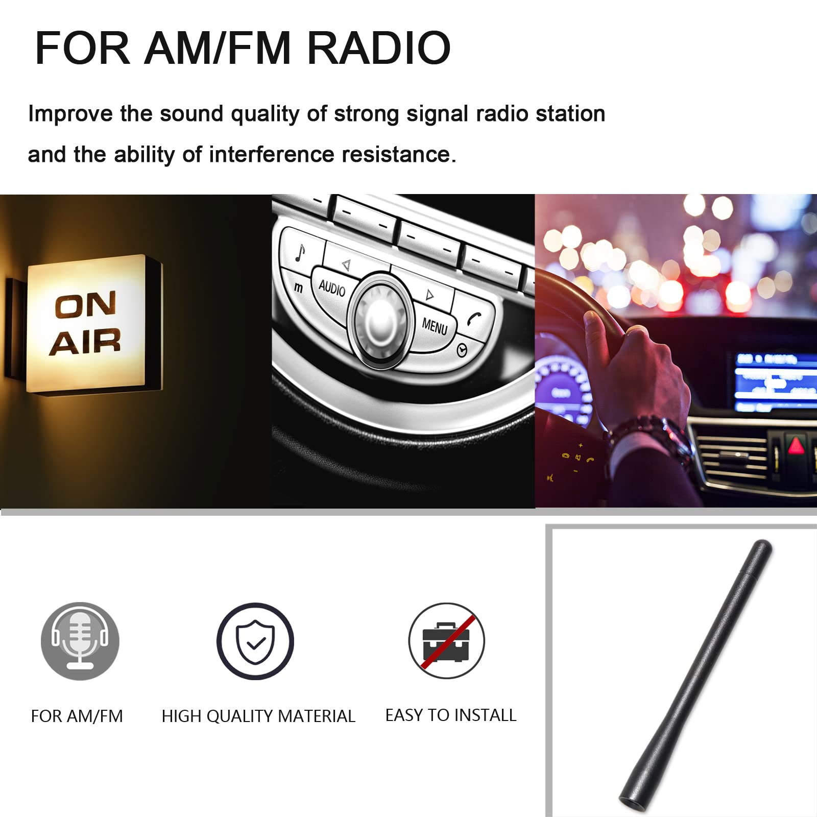 Anina 4.7' Car Radio Antenna Mast Compatible With 2006 2022 Gmc Sierra Chevy Silverado Cobalt Aluminum Alloy Car Washproof Antenna For Fm/Am Radio Signal Reception