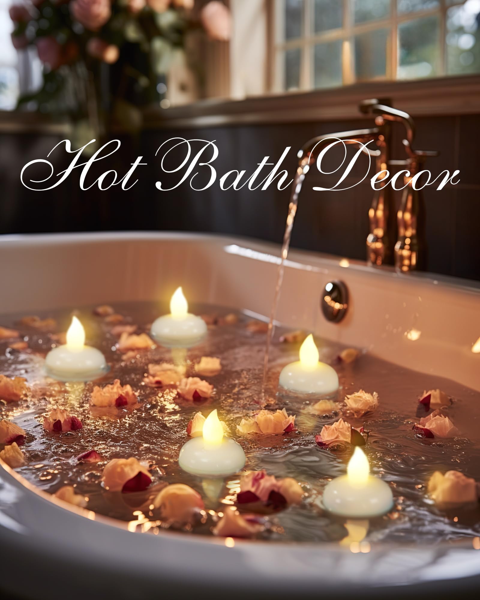 Homemory 24 Pack Waterproof Flameless Floating Tealights, Warm White Battery Flickering Led Tea Lights Candles   Wedding, Party,