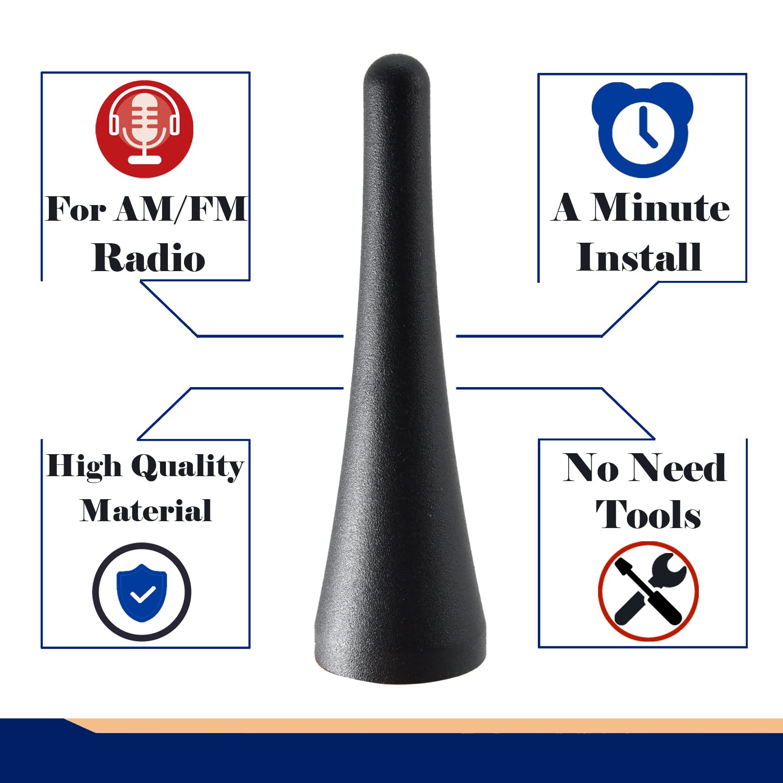 Anina Antenna Mast Replacement 3.8 Inch For 2010 2014 Ford Mustang, 2013 2023 Ford Transit, 2013 2019 Lincoln Mkz Am/Fm Radio Stubby Aerial Short Antenna Mast Black Aluminum Car Wash Proof