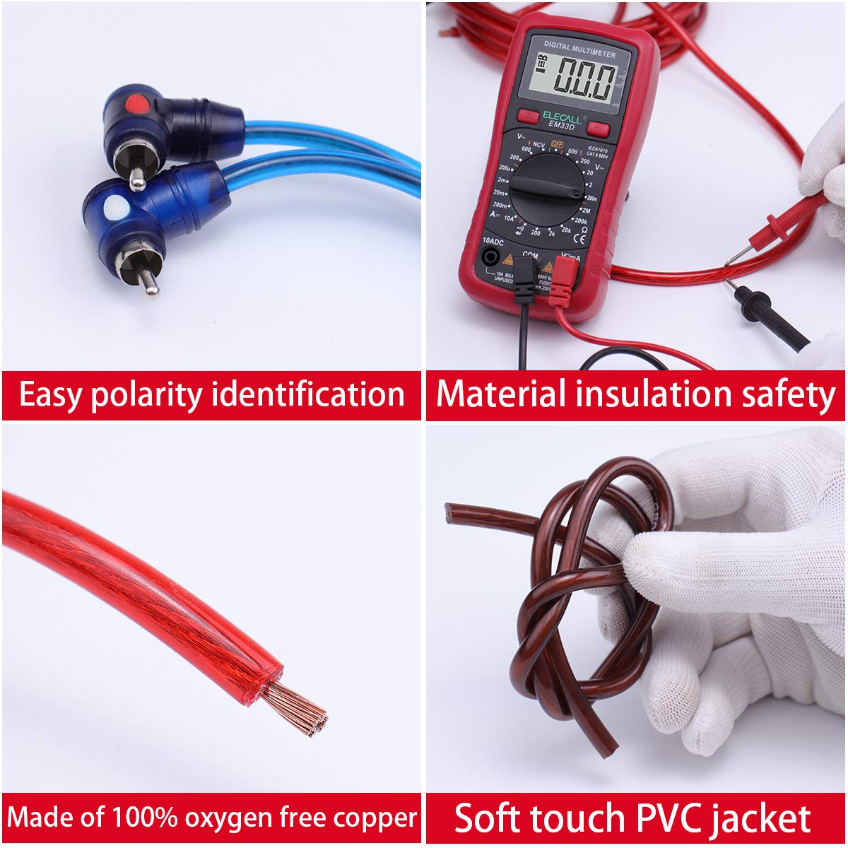 Muzata 10 Gauge Amplifier Installation Kit With Rca Interconnect And Speaker Wire, Car Audio Subwoofer Wire, Amp Wiring, Auto Au