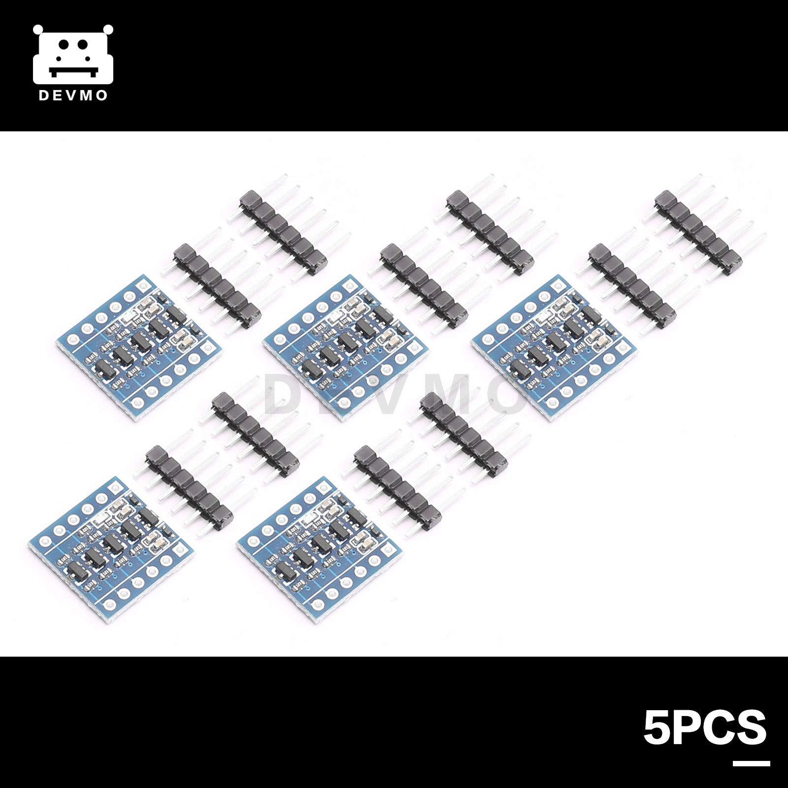 Devmo 5Pcs Iic I2C Logic Level Converter Bi Directional Module 4 Channels 5V To 3.3V Shifter Compatible With Ar Duino