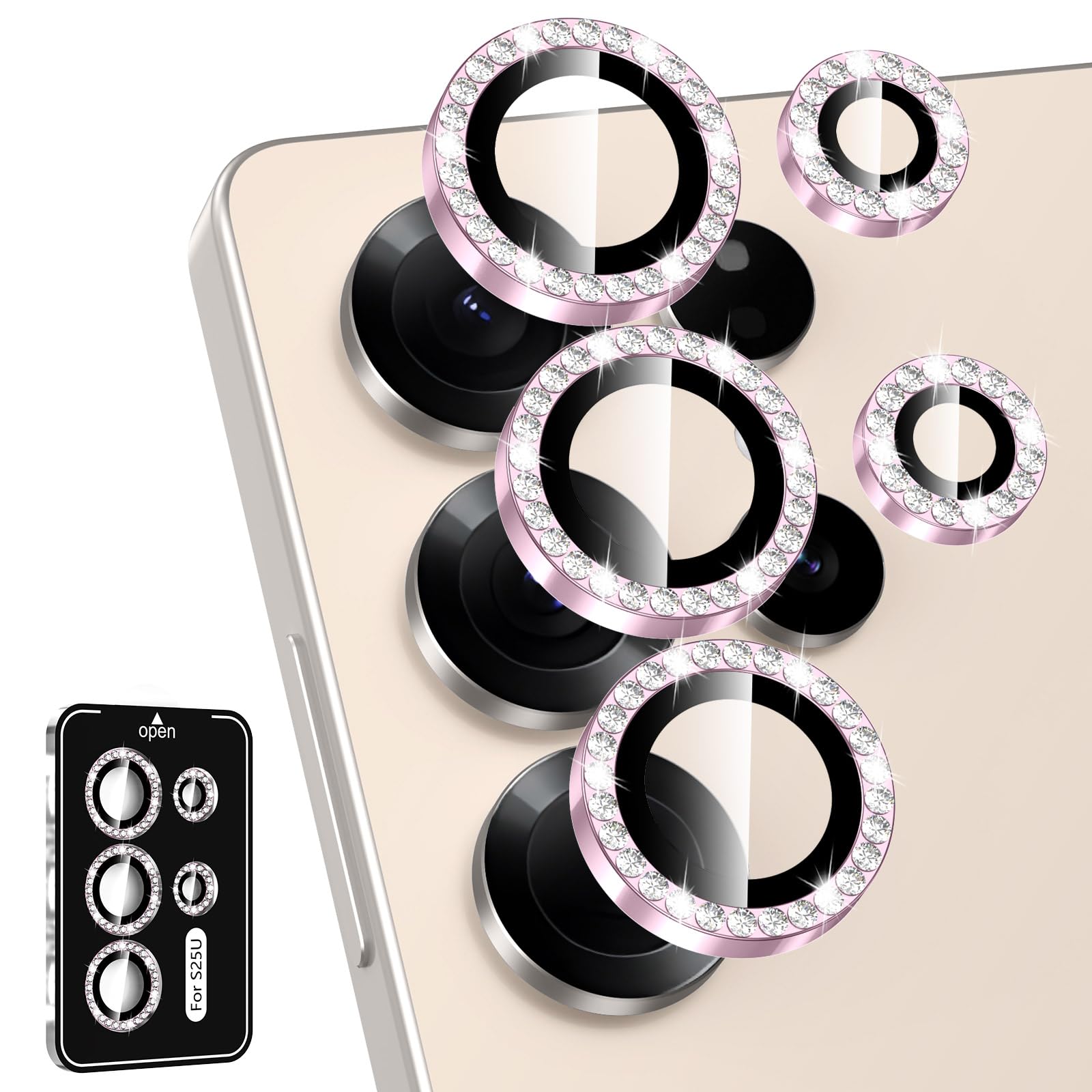 Avocase for Samsung Galaxy S25 Ultra Camera Lens Protector, Individual Metal Ring Tempered Glass Lens Cover, [Strong Adsorption]