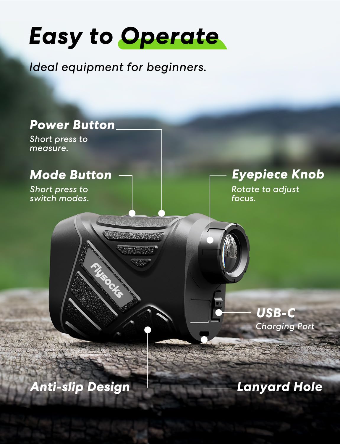Flysocks Range Finder For Hunter, 1200Y Hunting Rangefinder, 7X Zoom Laser Rangefinder, Clear Accurate Range Finder For Shooting