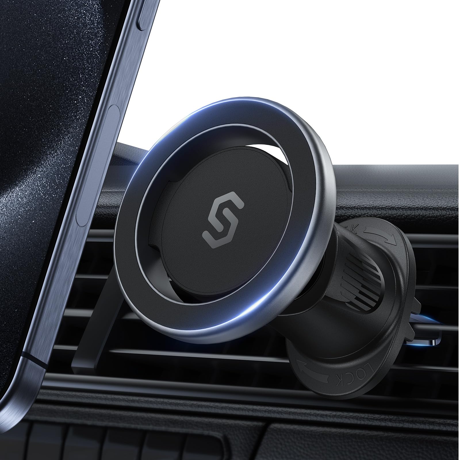 Syncwire For Magsafe Car Mount, Flexible Rotation Magnetic Phone Holder For Car Vent, Hands Free Car Air Vent Phone Holder Clip 