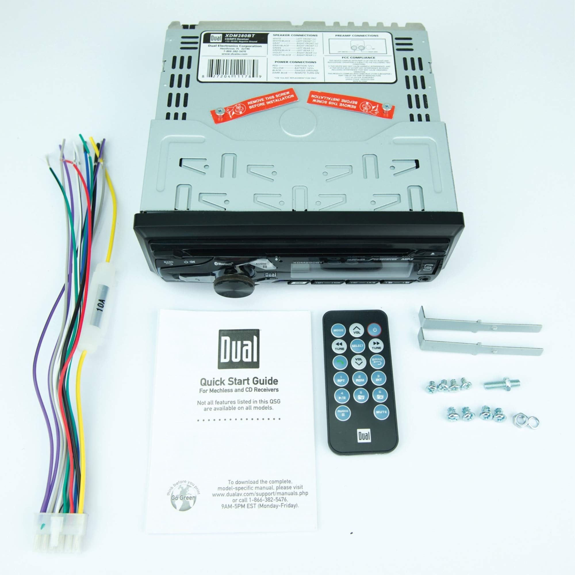 Dual Single Din Am/Fm Cd Player Bt Usb Aux 50Wx4F/R Outputs