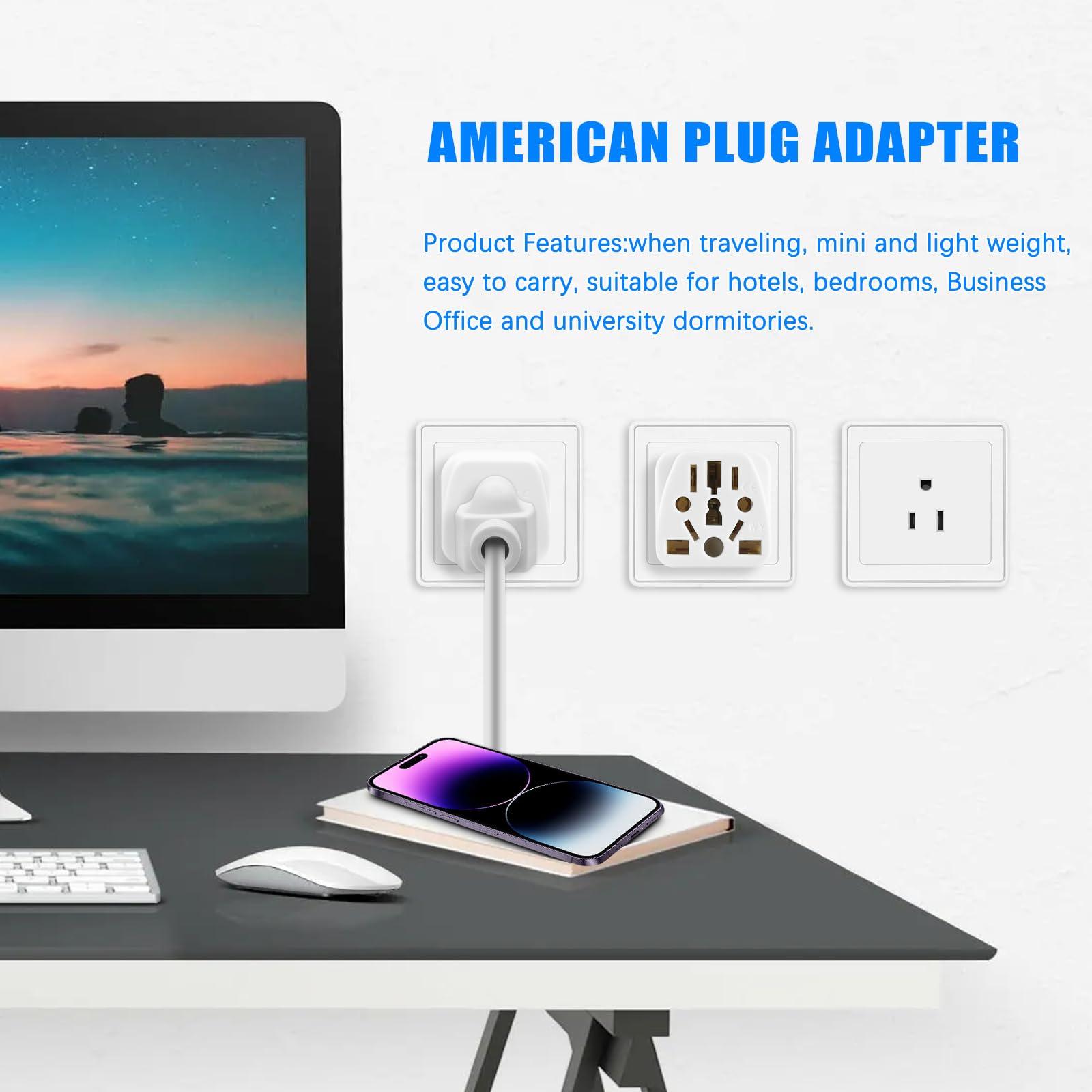 4 Pack Uk To Us Plug Adapter, European To Us Plugadapter, Travel Plug Adapters, Type B Universal To American Outlet Plug Adapter