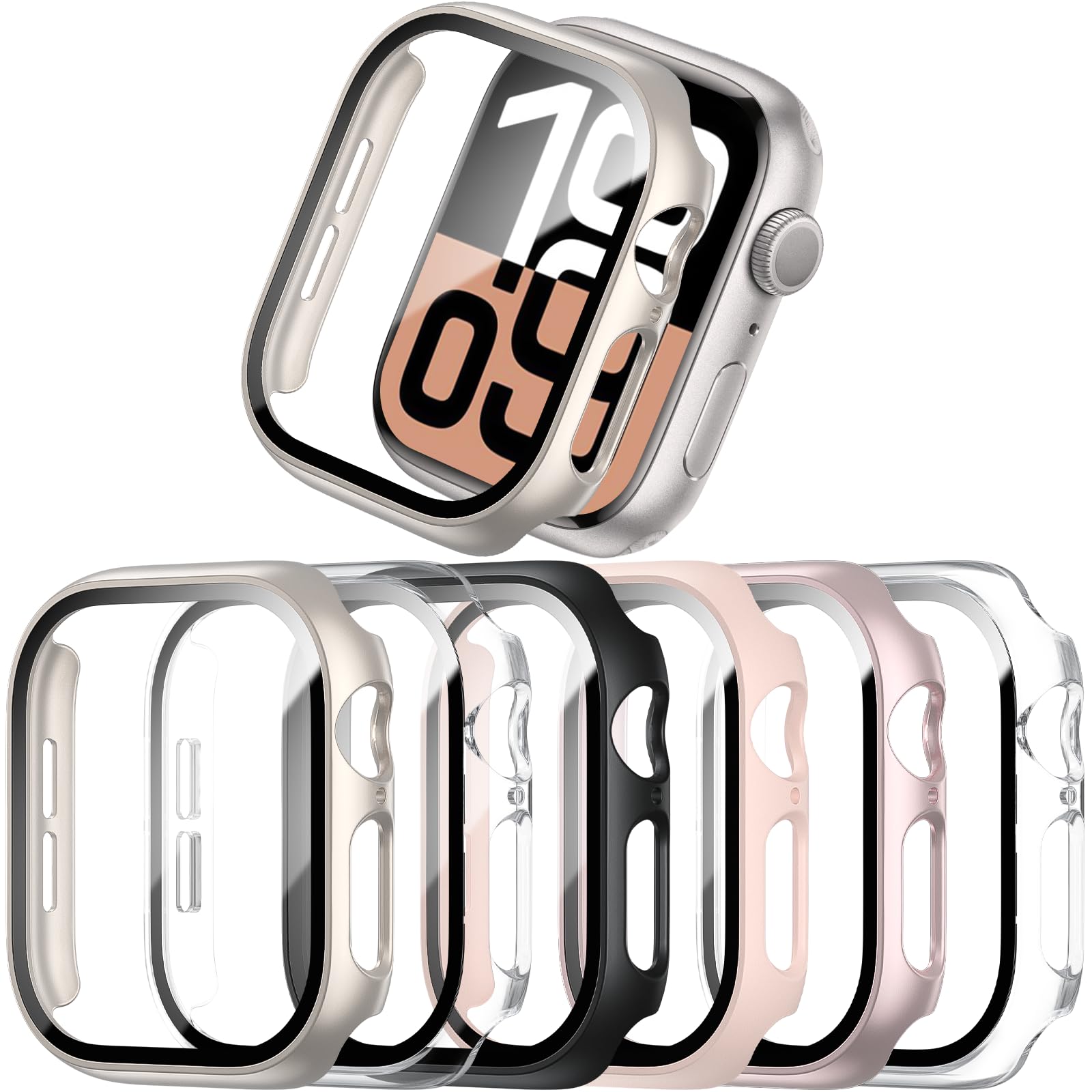 Commuter 6 Pack Case With Tempered Glass Screen Protector For Apple Watch 10 (2024) Series 10 42Mm,Slim Guard Bumper Full Covera