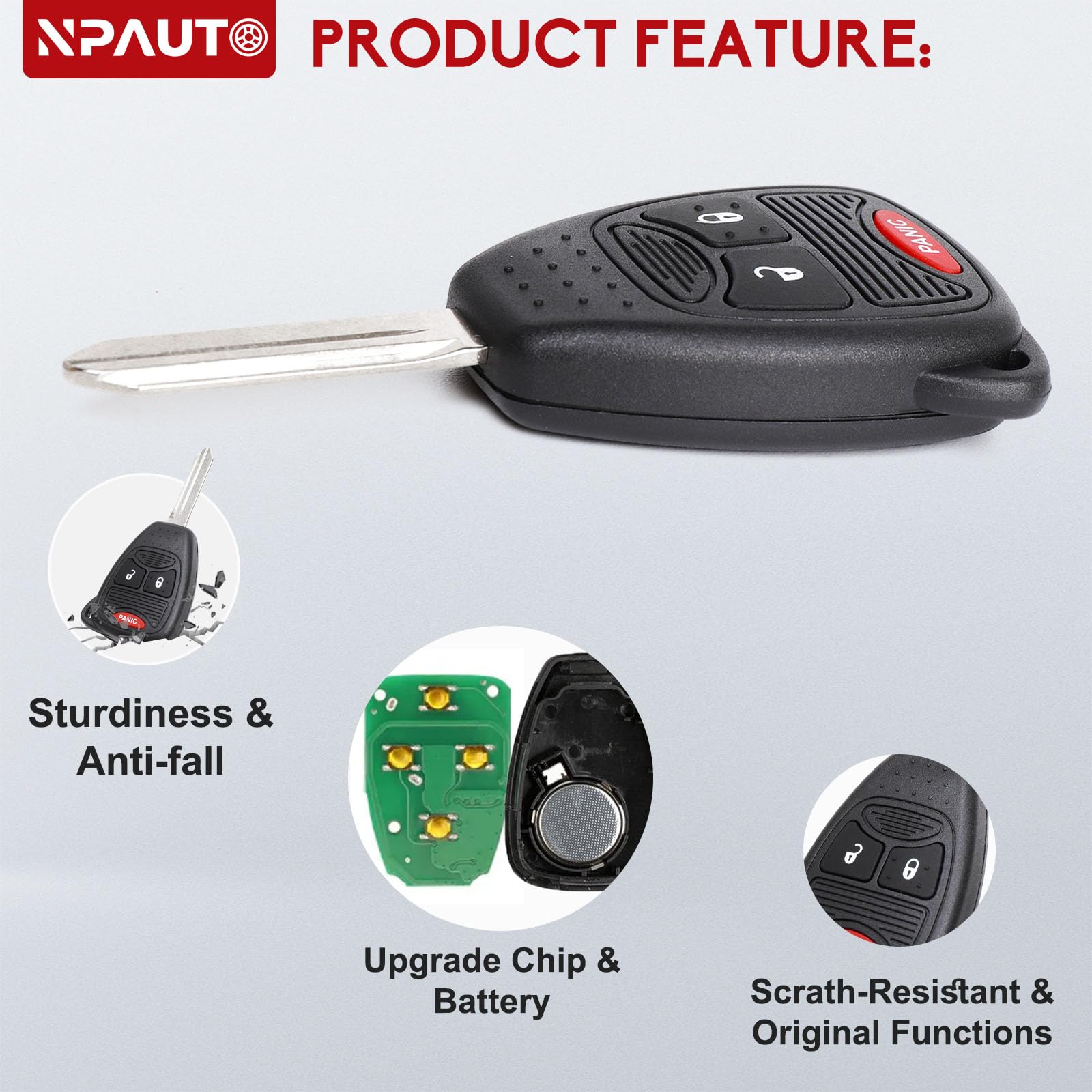 Npauto Key Fob Replacement Fits For Dodge Ram Dakota Durango Magnum Caliber Charger Nitro Avenger, Jeep Wrangler Compass Patriot