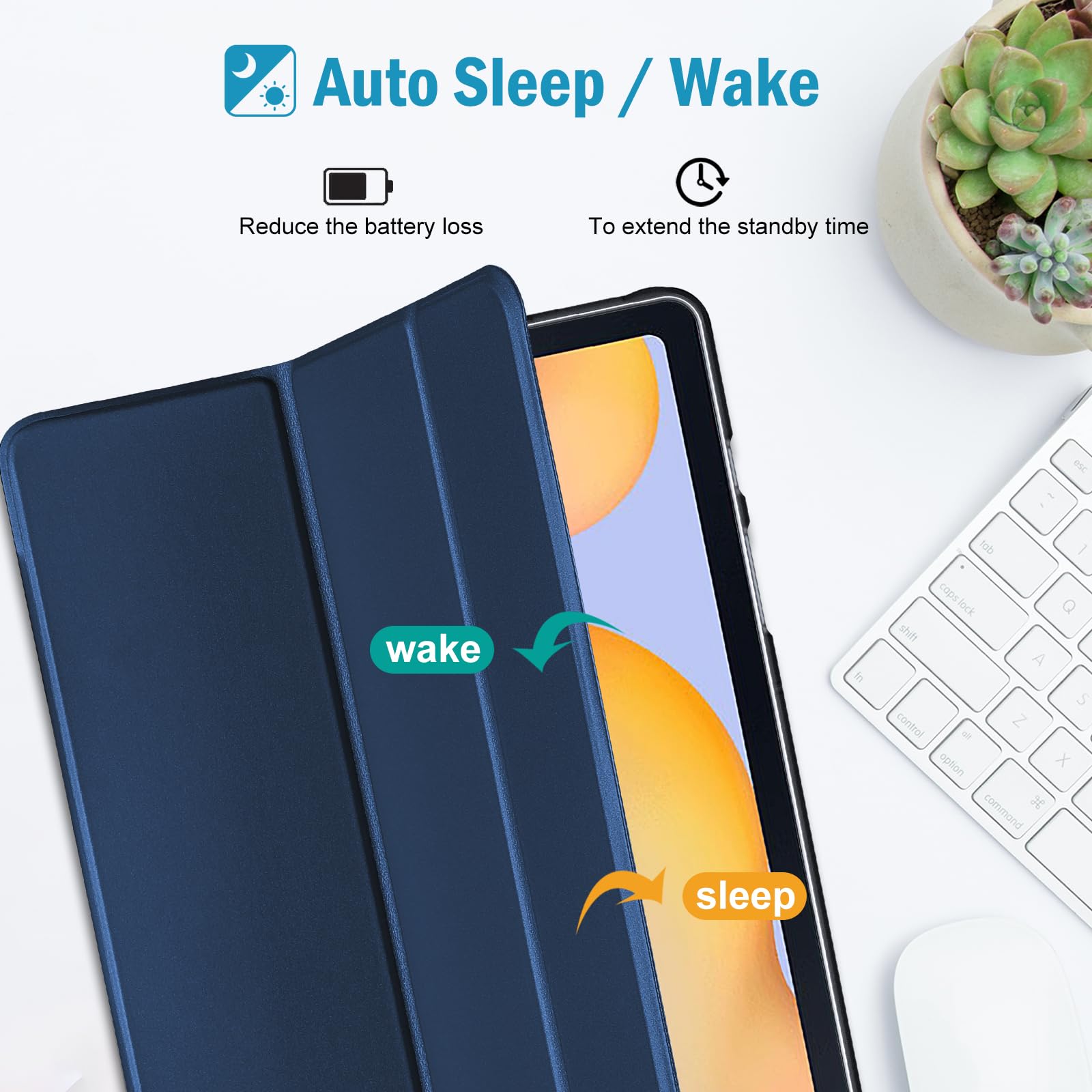 Procase Cover For Galaxy Tab S6 Lite 10.4 Case 2024 2022 2020 With S Pen Holder(Sm P620/P625/P613/P619/P615/P610), Trifold Stand Folio Soft Tpu Translucent Back Cover Support Auto Wake/Sleep  Darkblue