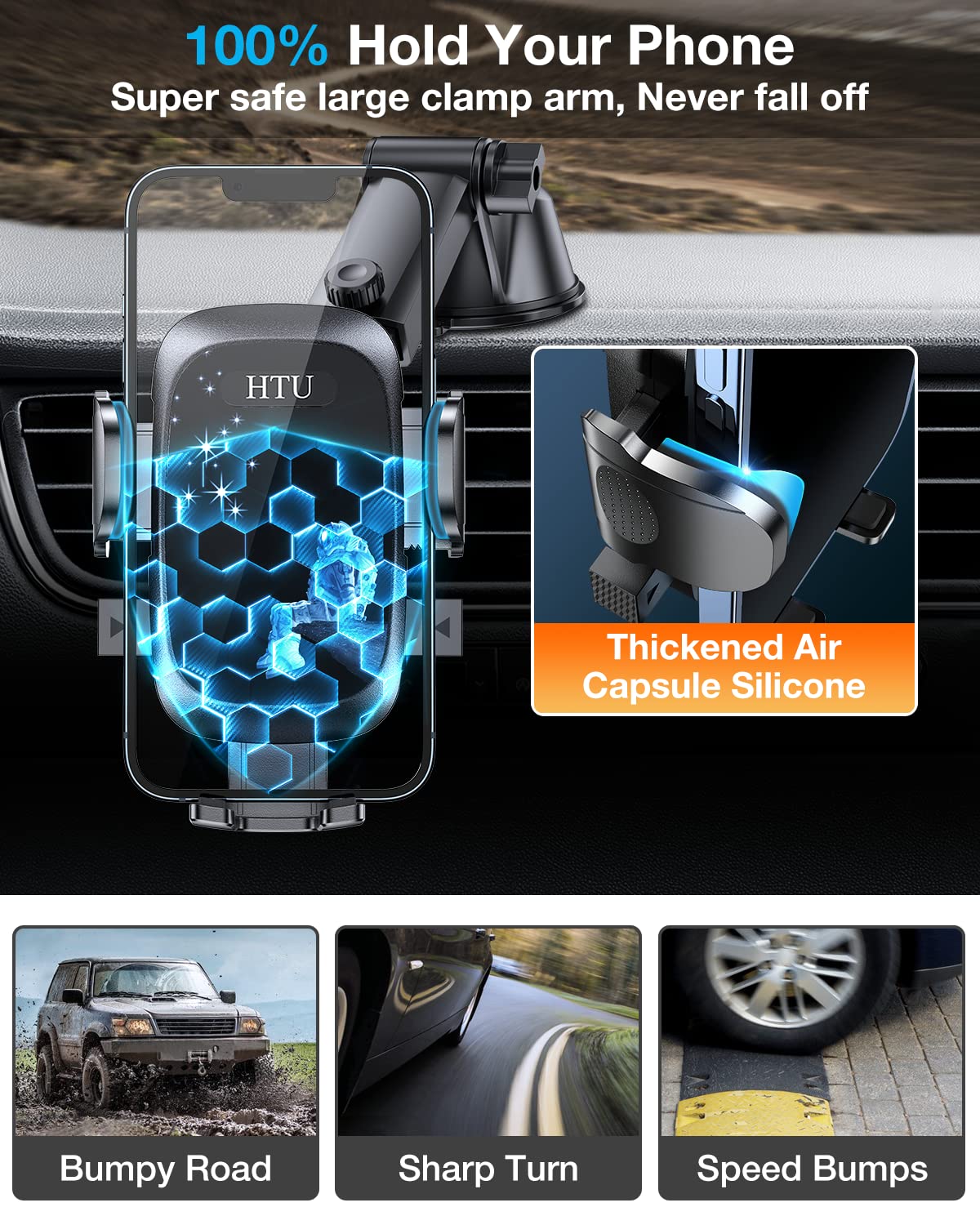 2024 Upgraded Cell Phone Holder For Car?Powerful Suction Cup Never Fall? Universal Car Phone Holder Mount For Dashboard Windshie