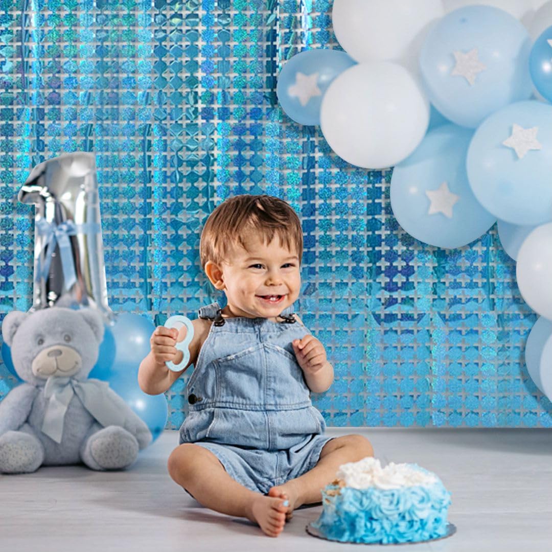 Winter Wonderland Backdrop 5Pcs Glitter Foil Fringe Curtain Party Decor Blue Photo Booth Backdrop Streamers For Halloween, Chris