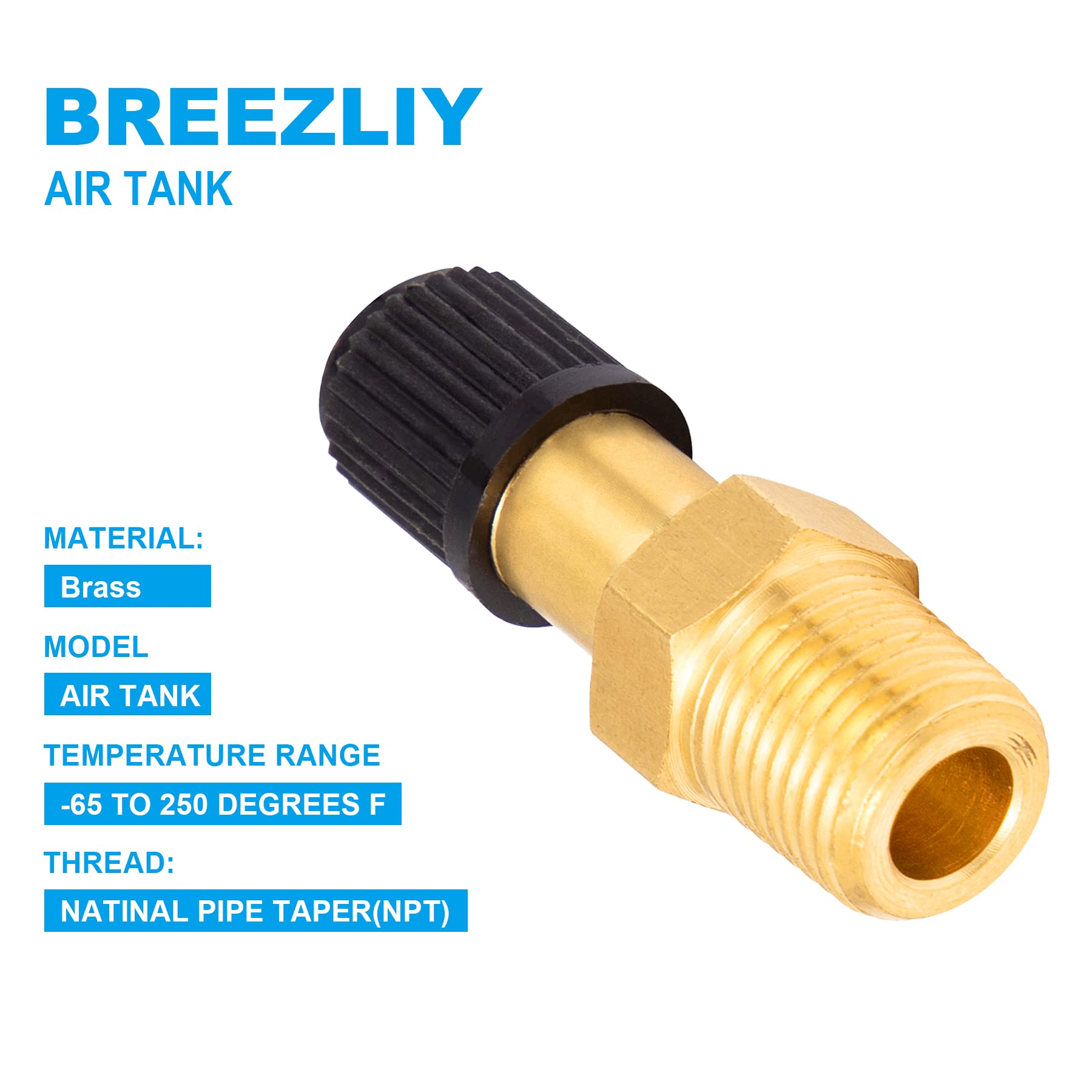 Breezliy 2Pcs 1/8'' Npt Tank Valve Anti Corrosion Brass Schrader Valve With Standard Valve Core With 1/8'' Npt Male,Using With A