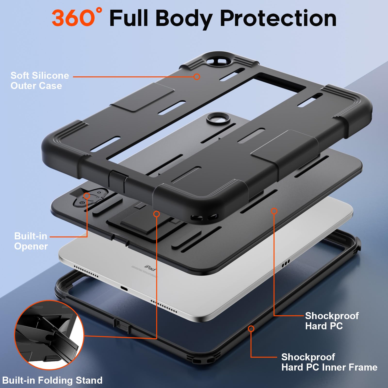 Supfine For Waterproof Ipad 10Th Generation Case, [Built In Screen Protector] [Ip68 Waterproof] [Military Drop Protection] Heavy