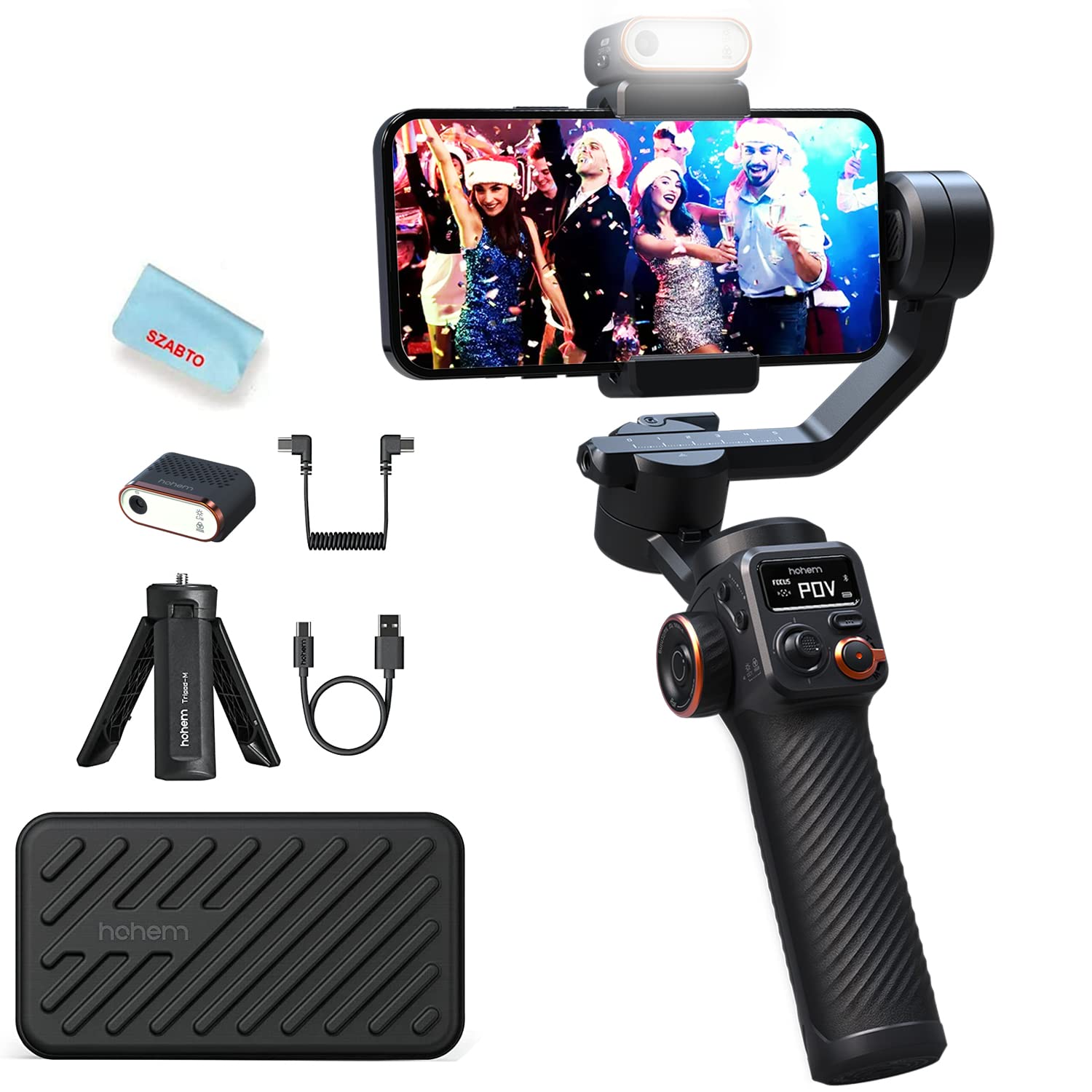 Hohem Isteady M6 Kit Smartphone Gimbal Stabilizer 3 Axis With Magnetic Fill Light/Ai Tracking Sensor For Iphone Android With 0.91 Inch Oled Display Max Payload 400G