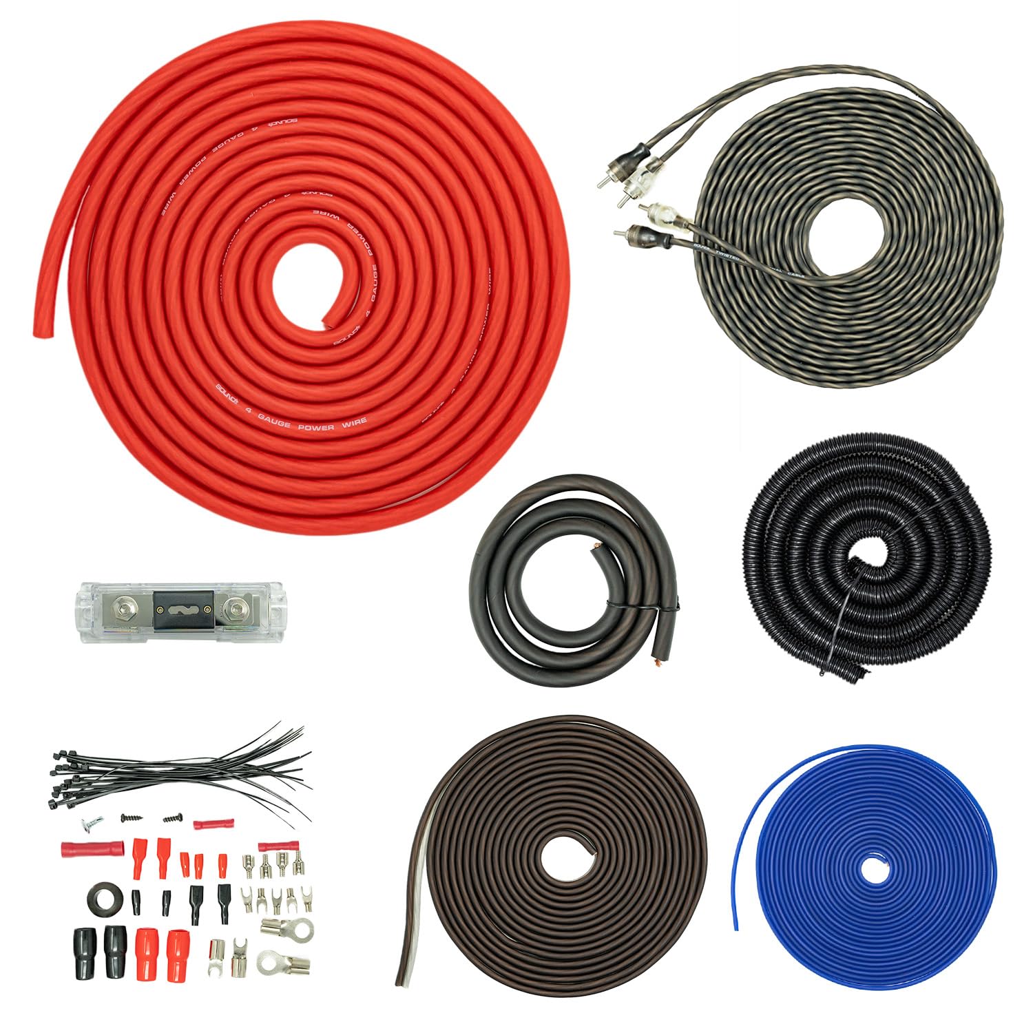 Soundbox T4Aw R, 4 Gauge Amp Kit Complete Amplifier Install Wiring Cable   4500W