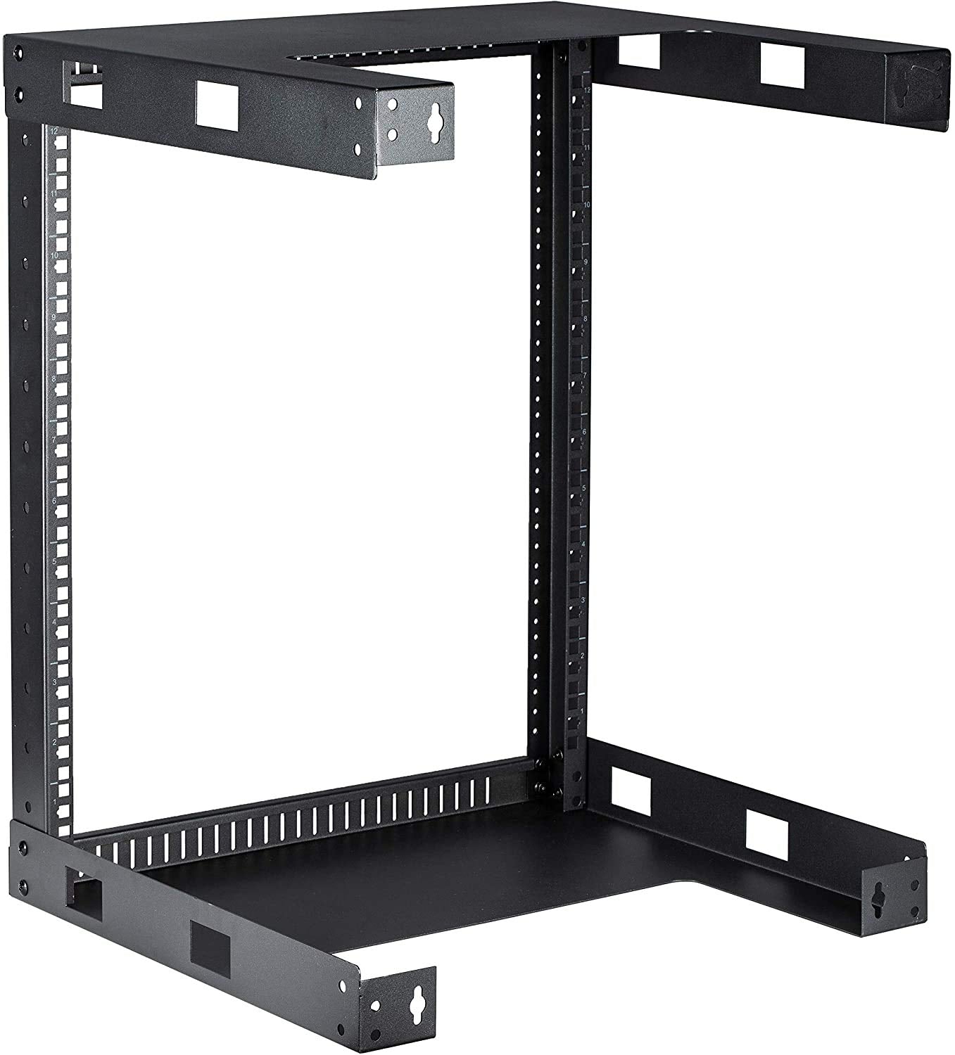 Kenuco Black 9U Wall Mount Open Frame Steel Network Equipment Rack 17.75 Inch Deep - Black - 9U - W19 X D17.75 X H19.25 (R