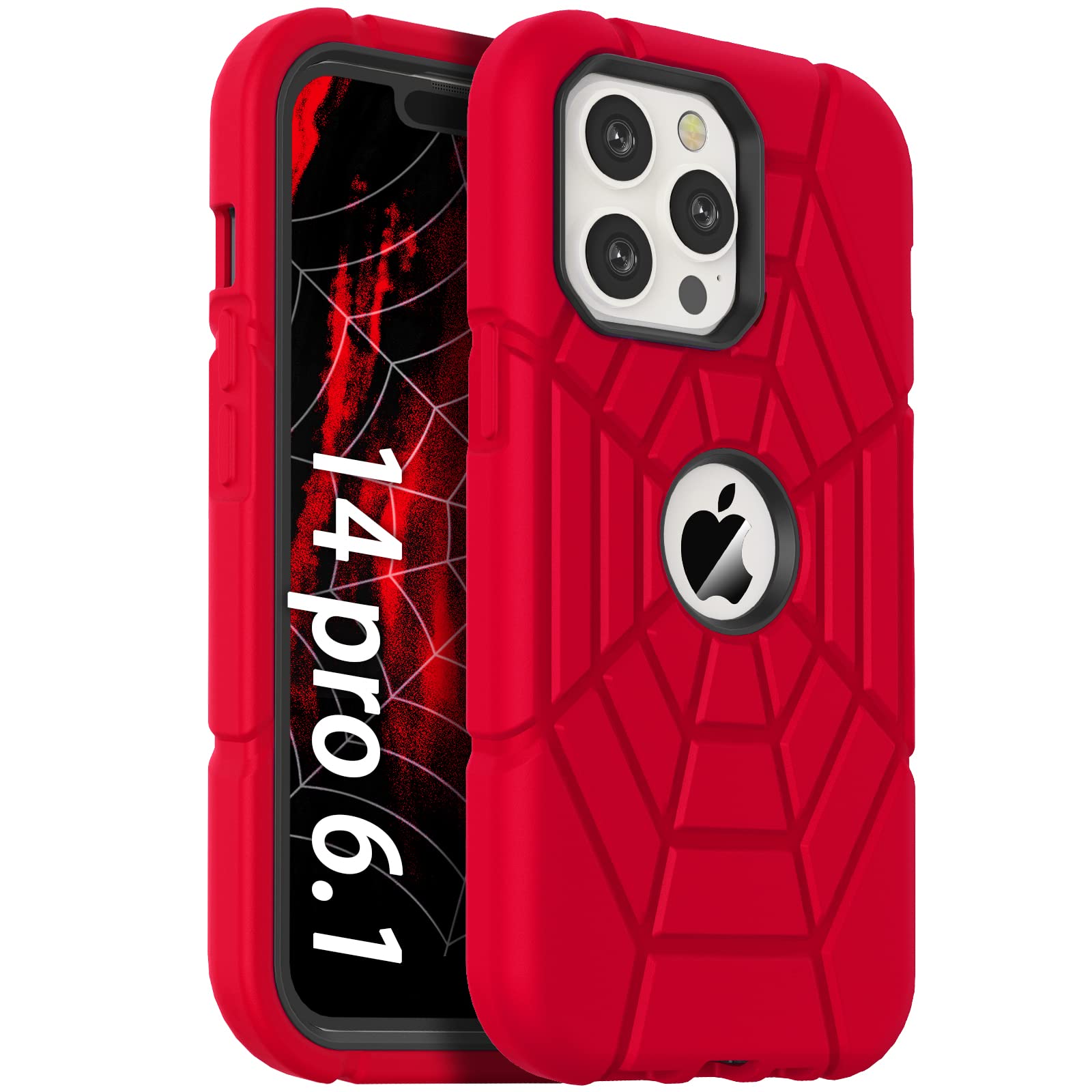 Grifobes Designed For Iphone 14 Pro Case For Boys, Thick Silicone 3 In 1 Heavy Duty Shockproof Rugged Protective I Phone 61 Inch