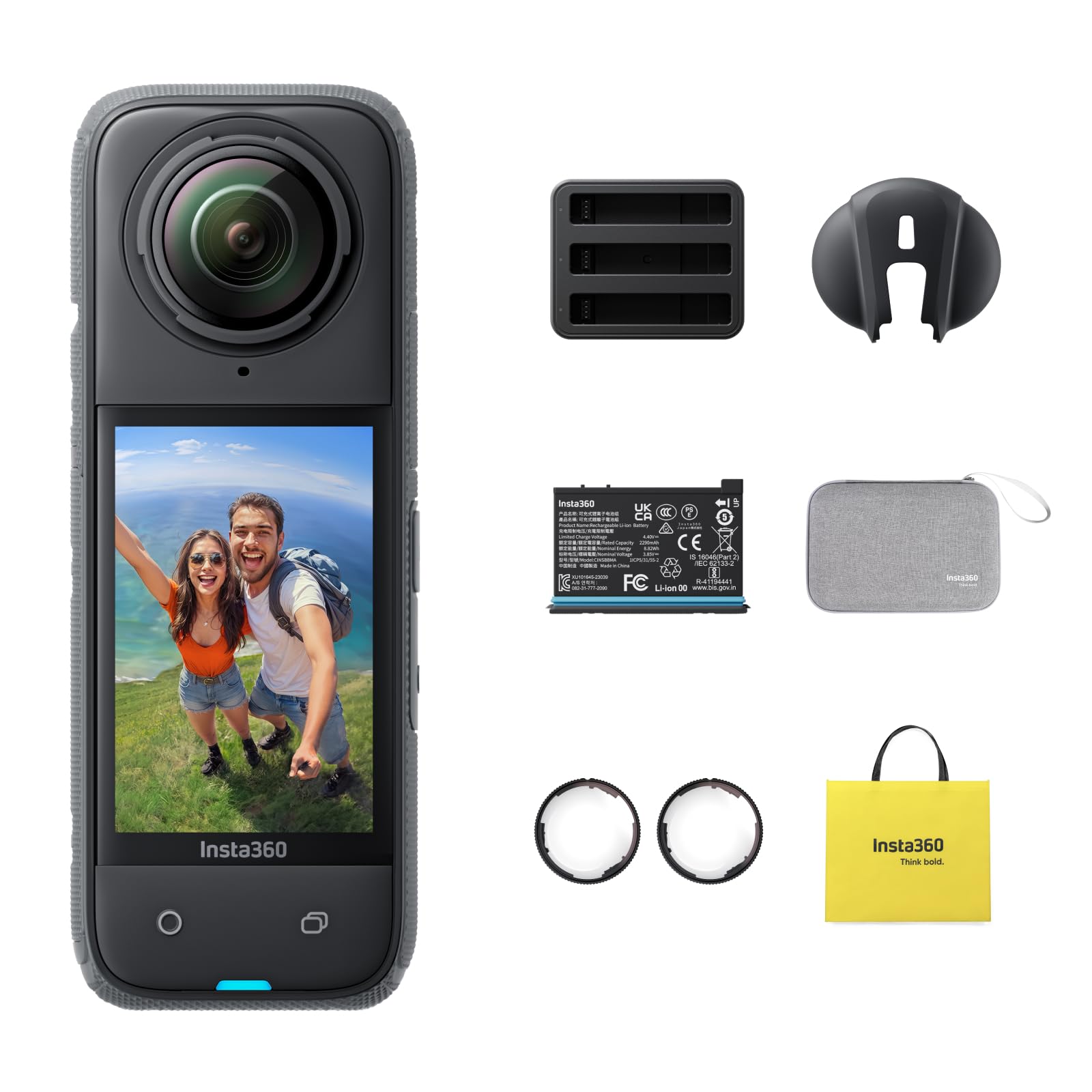 Insta360 X4 Adventure Bundle   Waterproof 8K 360 Action Camera, 4K Wide Angle Video, Invisible Selfie Stick Effect, Removable Le