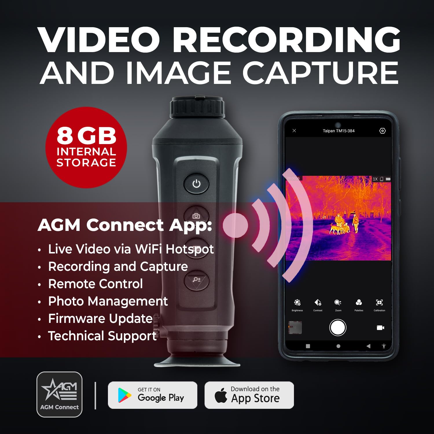 Agm Global Vision Taipan Tm25-384 Hunting Heat Vision Ir Monocular With 384X288 Sensor Ideal For Night Hunting Lightweight Infra