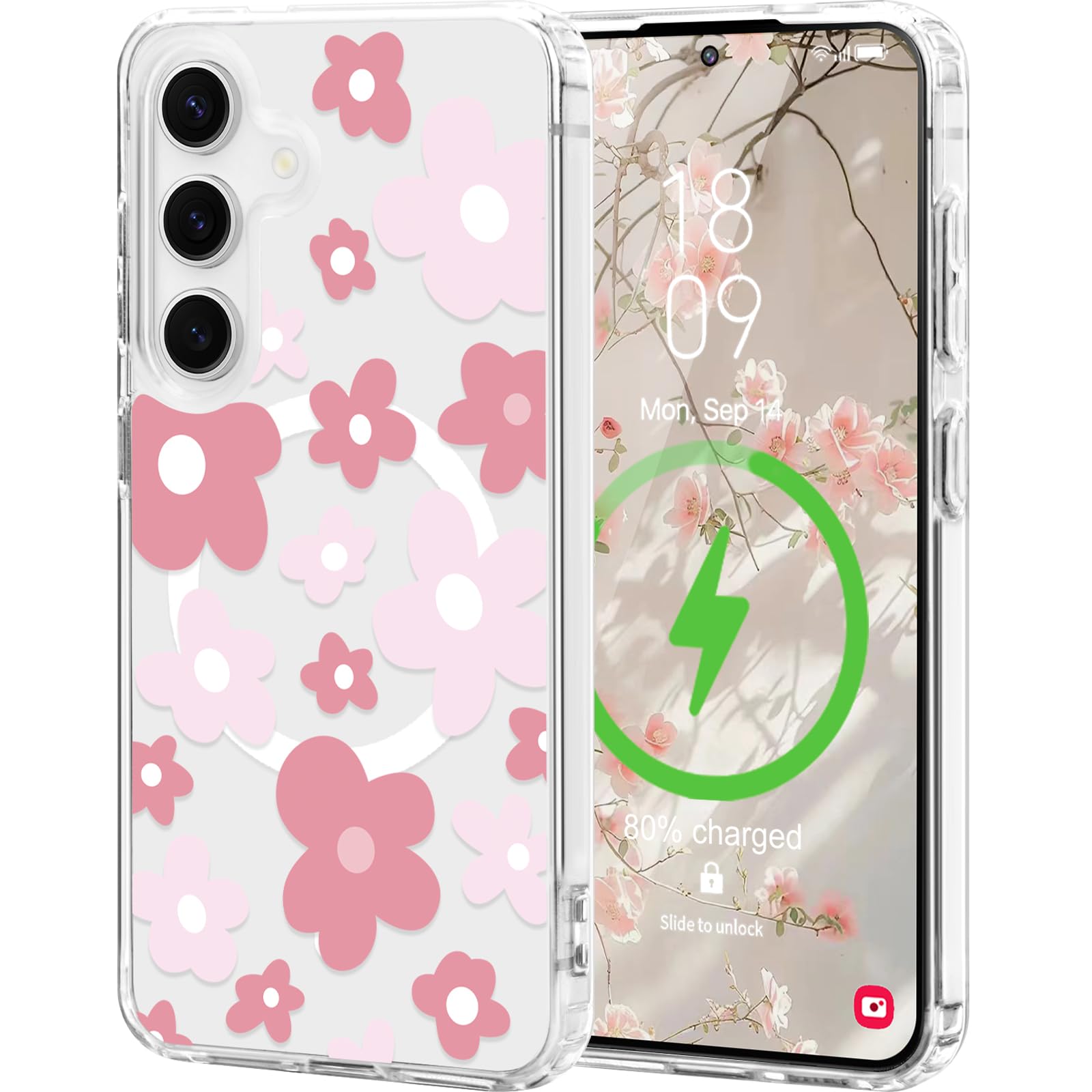 L-FADNUT for Samsung Galaxy S26 Case [Compatible with Magsafe], Cute Flower Girls Women Clear Case Silicone Shockproof Protectiv