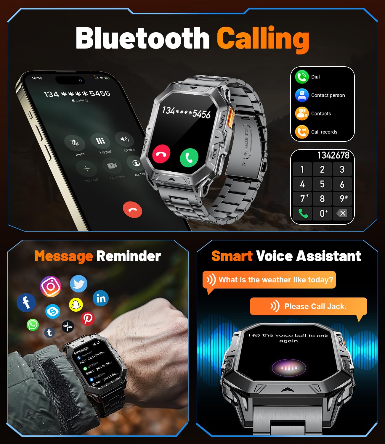 Lige Smart Watches For Men With 100+Day Standbytime(1000Mah, Smart Watch With 2.13 '' Amoled, Make/Answer Call, 110 Sports Modes