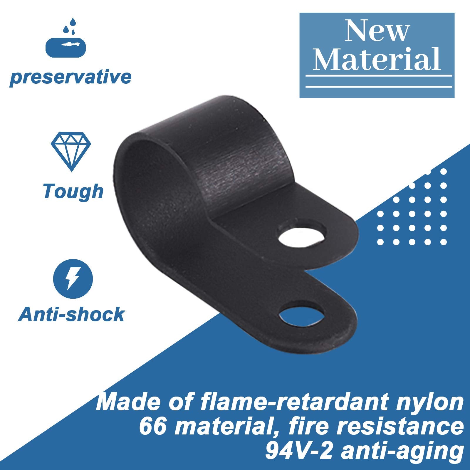 Glarks R-Type Screw Mounting Cable Clip Wire Clamp Nylon Black 1/4 Inch