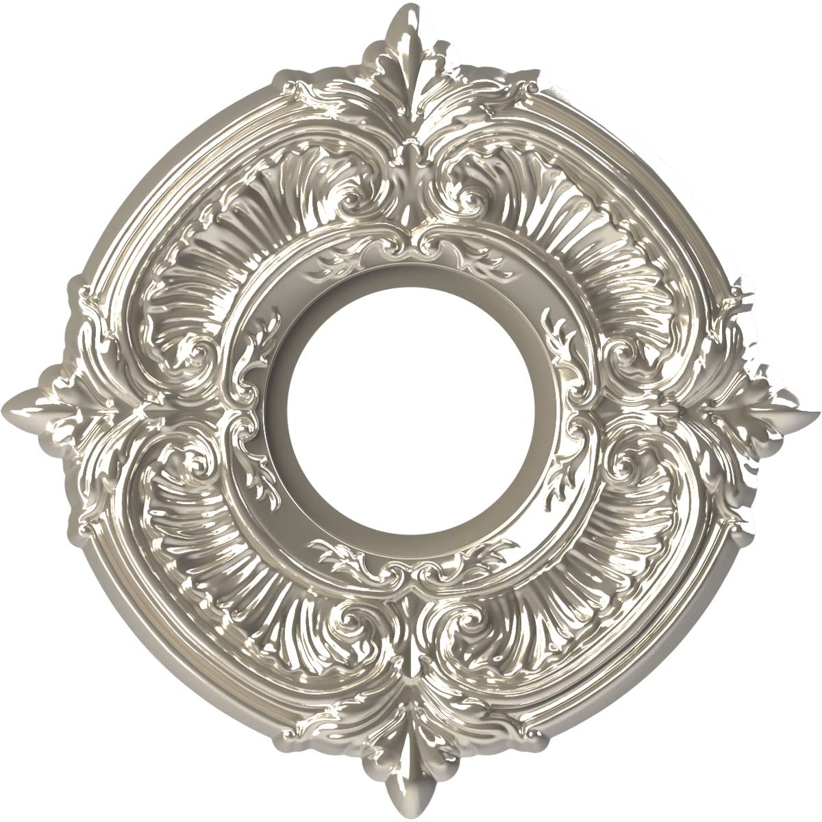 Ekena Millwork CMP10ATBCR Attica Thermoformed PVC Ceiling Medallion (Fits Canopies up to 4 1/8), 10OD x 3 1/2ID x 3/4P, Bright C