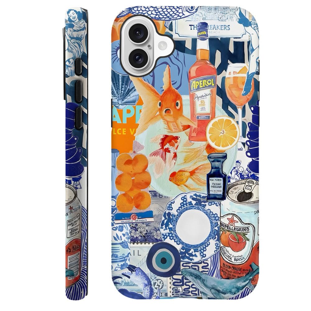 Generic Compatible with for iPhone 16 Plus,Fish European Collage Blue Phone Case for Girl Women Boy Men,Scratch Resistant Shockp