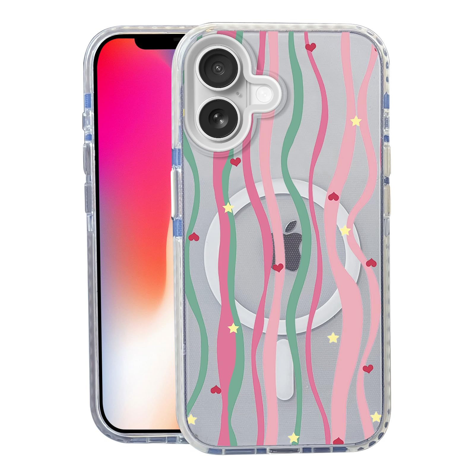 Nimeey Colorful Ribbon for iPhone 17 Case,MagSafe Compatible,Matte Soft Slim Shockproof Cover,Anti-Fingerprint,Anti-Yellowing,An