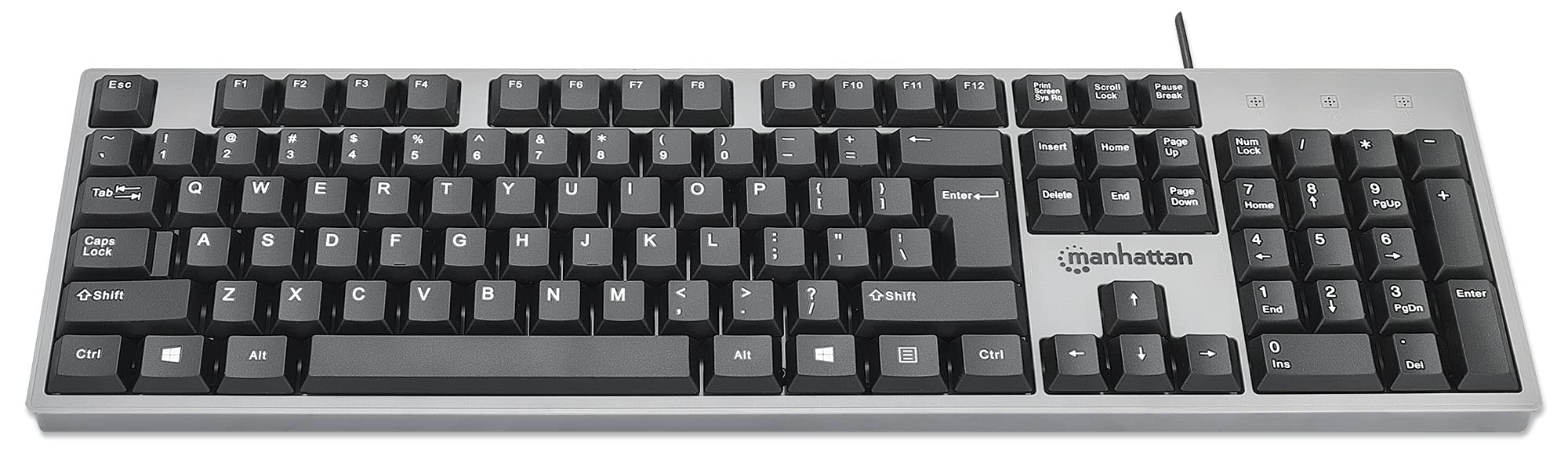 Manhattan Wired Computer Keyboard   Basic Keyboard   Usb A Cable, 104 Keys, Foldable Stands   Compatible For Windows, Pc, Laptop
