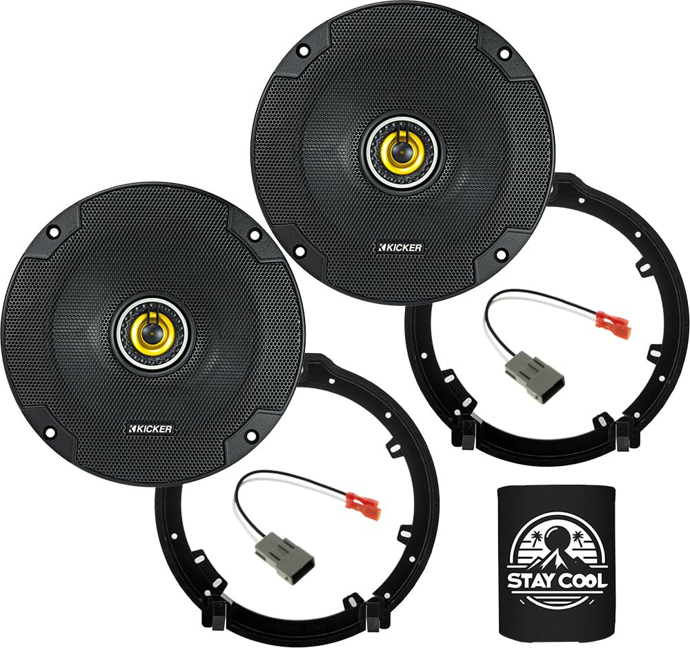 KICKER Front/Rear Door/Deck 6.5 Speakers Kit for Honda Accord 2008-2022 Upgrade Kit - Pair of CS Series 6 1/2 Inch Coaxial Speak