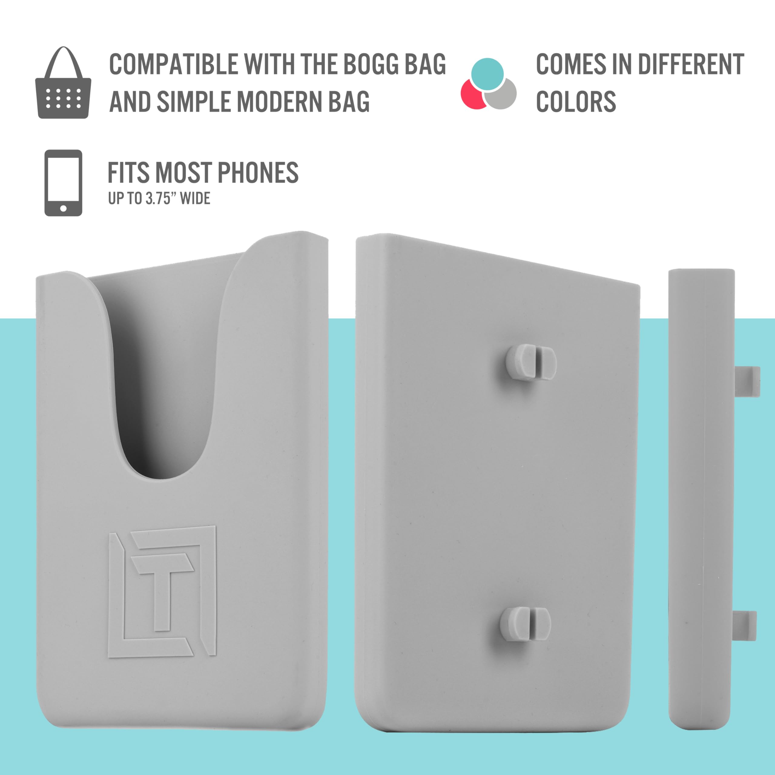 Tributary Brands   Grey Phone Holder For Bogg Bag And Simple Modern Bag   Made Of Silicone And Fits All Phone Sizes
