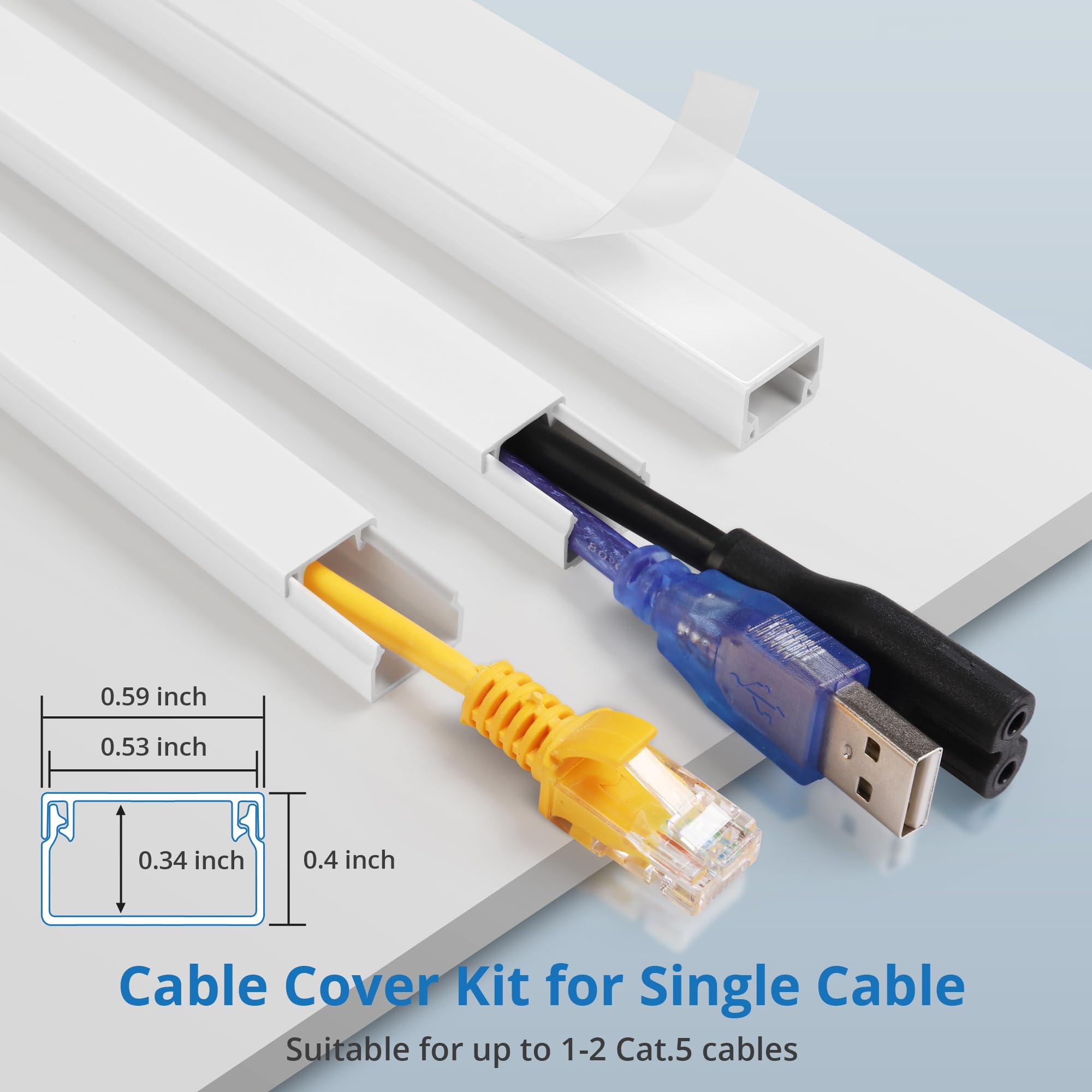 One Cord Hider Kit, 126In Cable Covers For Wires On Wall, Mini Wire Hider For Wall Mounted Tv, Black Cable Raceway, Paintable Co