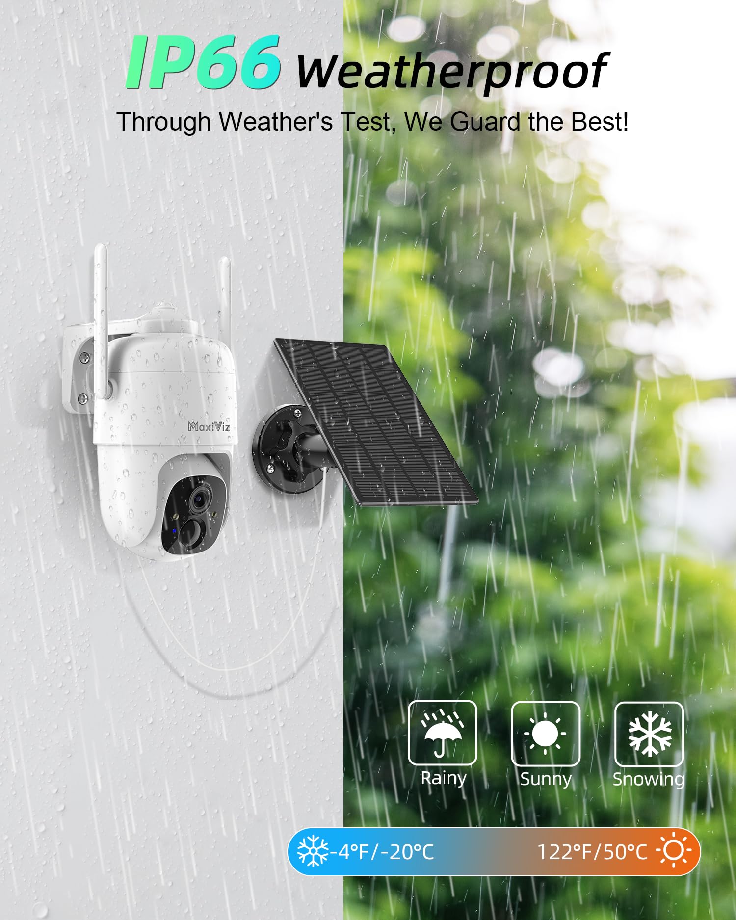 Maxiviz Solar Security Camera Wireless Outdoor, 360 View Cameras For Home Security Outside With Ai Motion Detection, 2K Color Ni