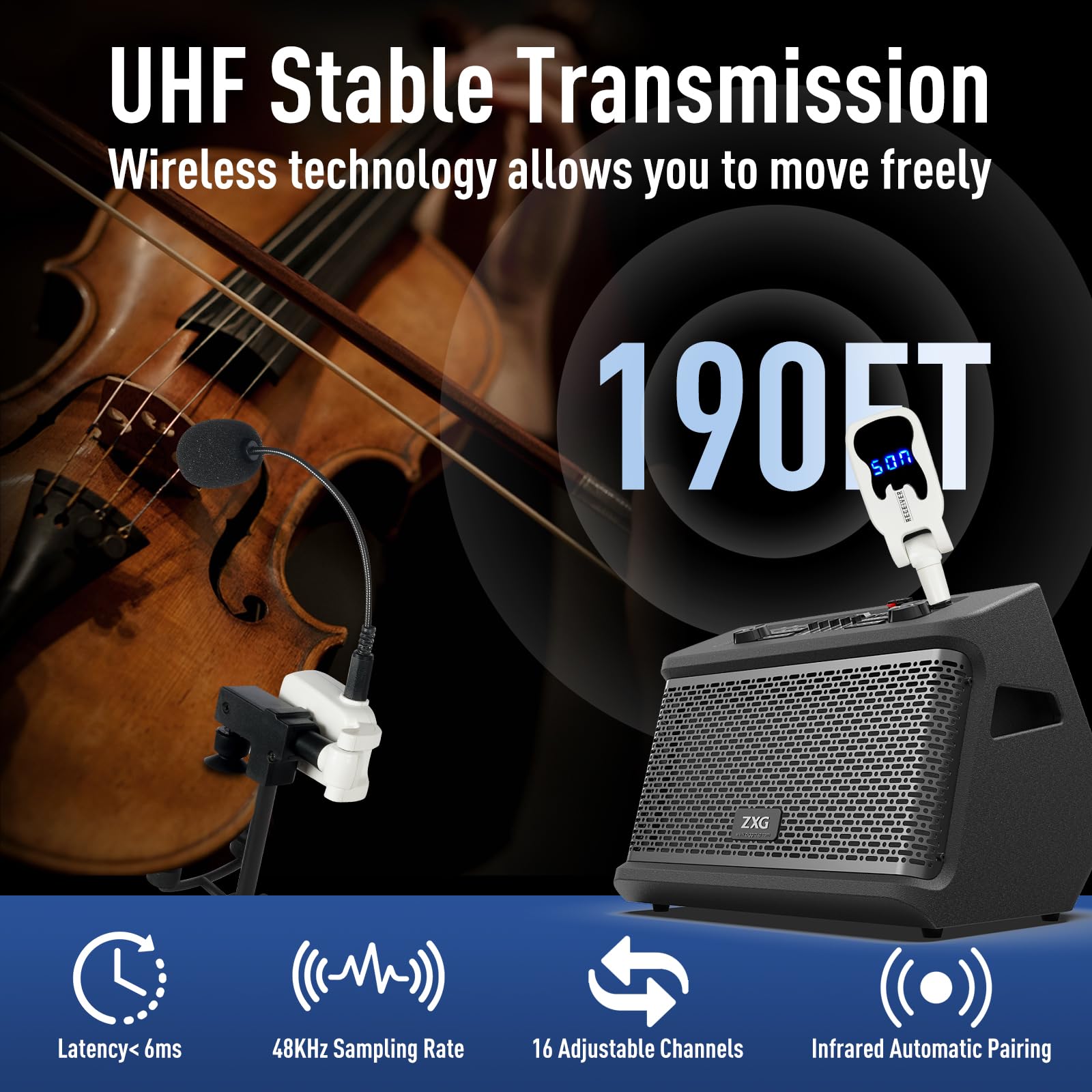 Devilclaw Wireless Instruments Microphone, Violin?Saxophone Microphone,Wireless Receiver And Transmitter, Plug And Play,Great Fo