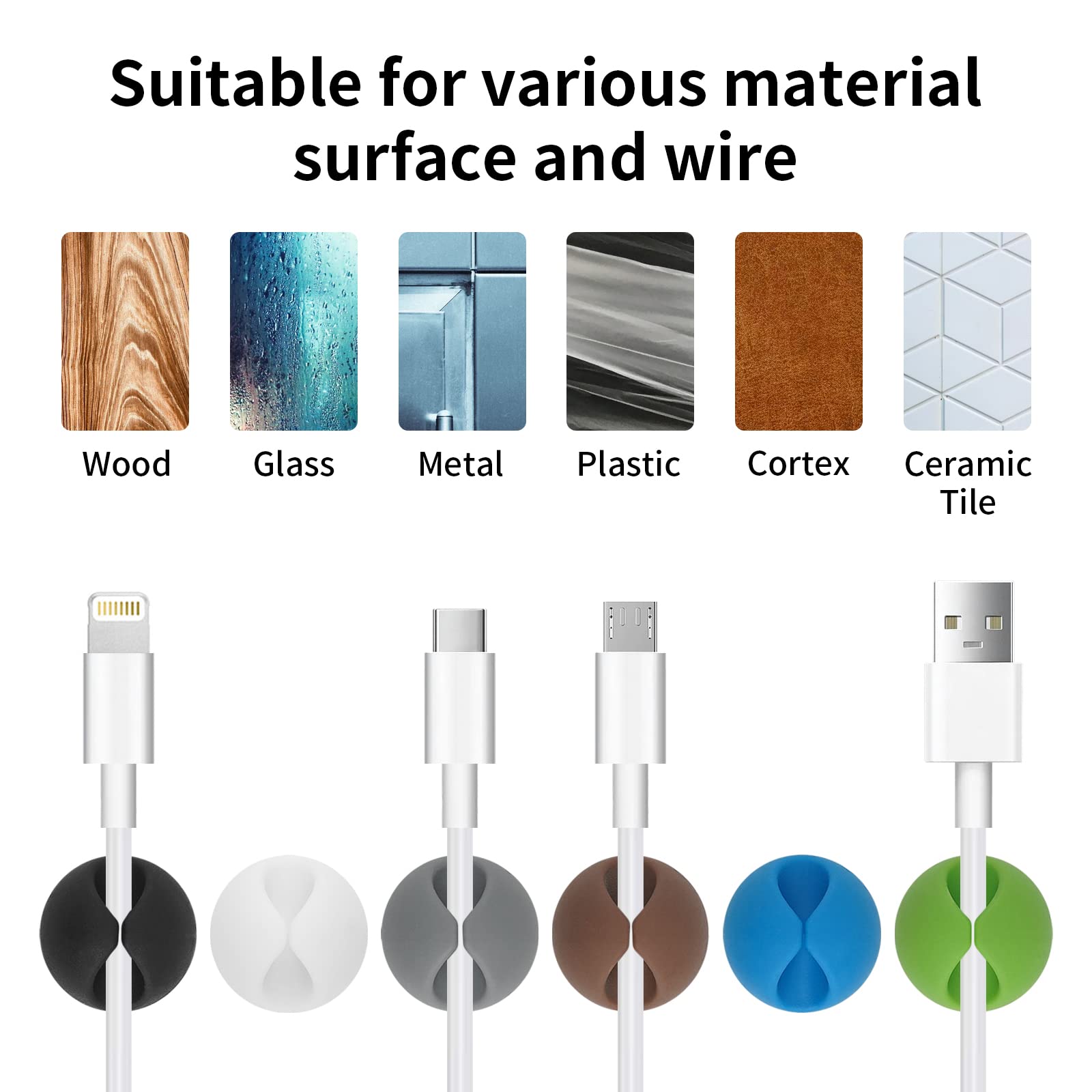 Tifanso Cable Clips Cord Holder   6Pcs Cable Wire Organizer, Adhesive Cord Holder For Desk, Cord Clips, Cord Cable Clip, Cable H