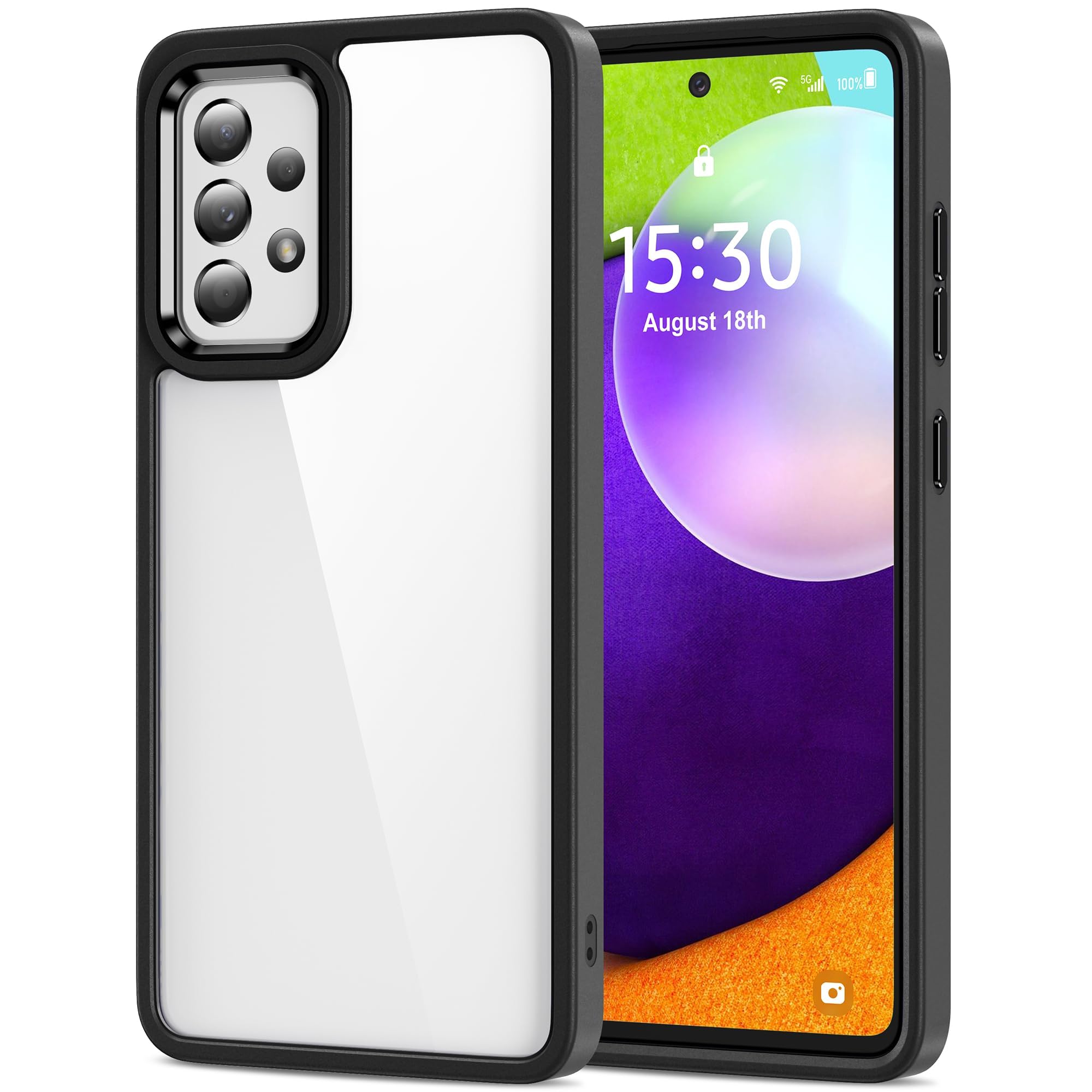 HOOMIL Case for Samsung Galaxy A52/A52s 5G, Non-Yellowing, Drop Protection, Anti-Scratch Transparent Hard Back Phone Cover - Bla