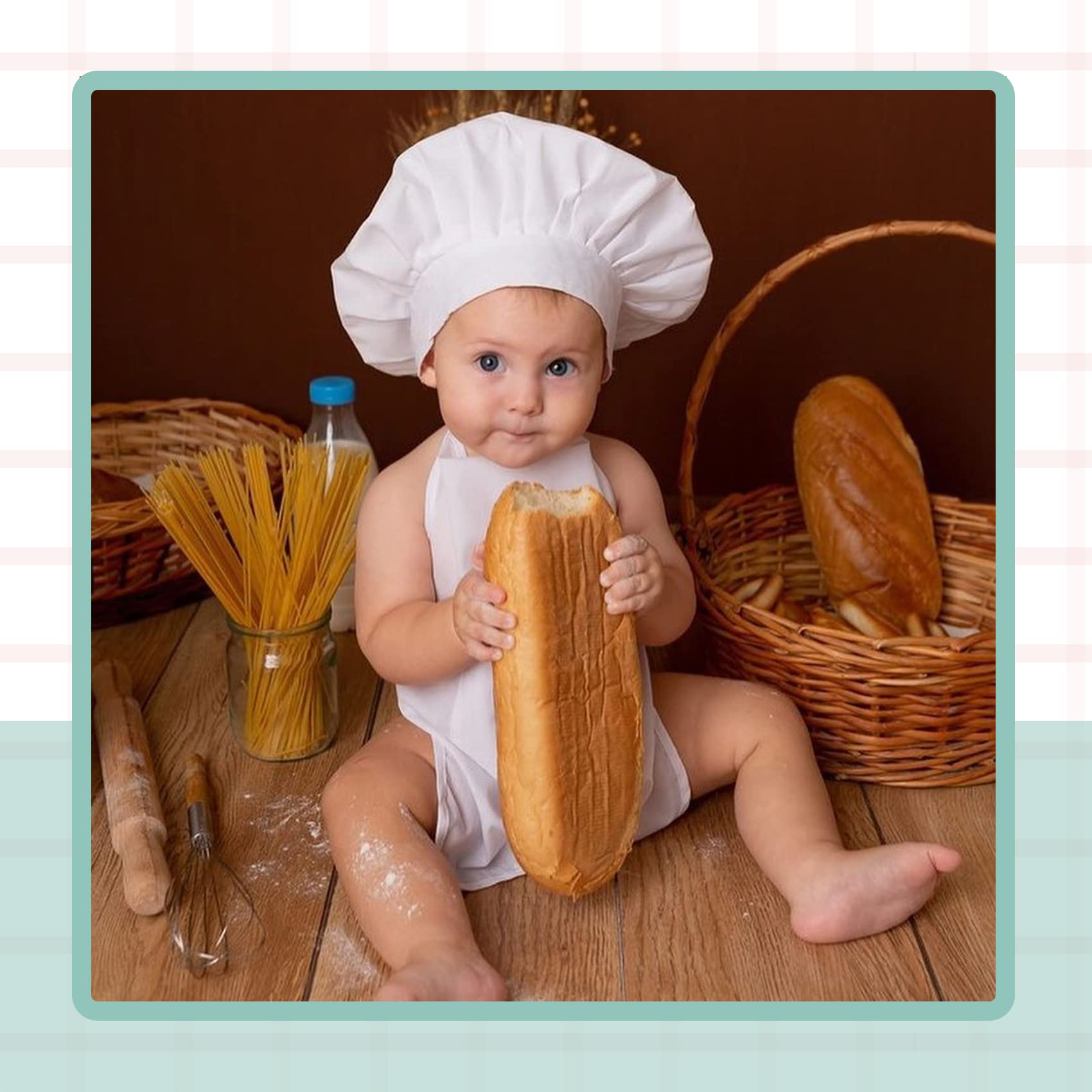 Khc Khf Newborn Baby Photography Prop Baby Chef Outfits Chef Hat Apron Set Infant Baby Chef Costume Newborn Photography Outfits