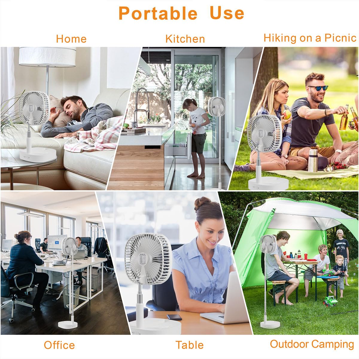 Portable Pedestal Fan   Foldaway Standing Fan Foldable Desk Fan, Use 7200Mah Rechargeable Battery, Remote Control Telescopic 4 S