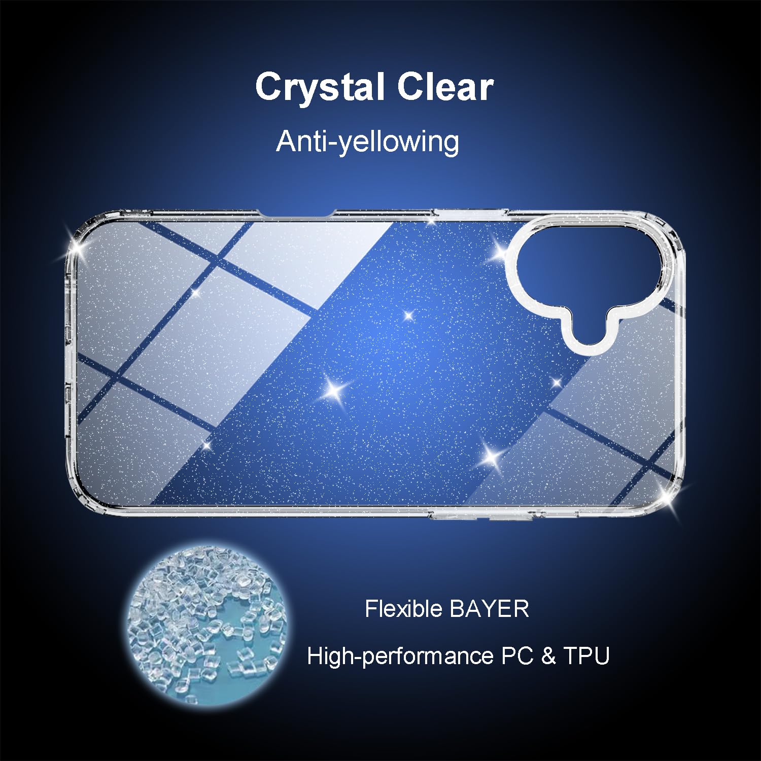 Tenoc Phone Case Compatible With Iphone 16 Plus, Glitter Case Clear Sparkling Protective Bumper Cute Cover For Girls Women