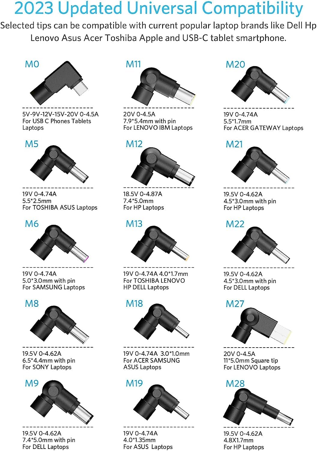 Belker Universal Laptop Charger 90W Ac Adapter Replacement For Hp Dell Asus Lenovo Samsung Acer Google Macbook Pro Air Charger 9