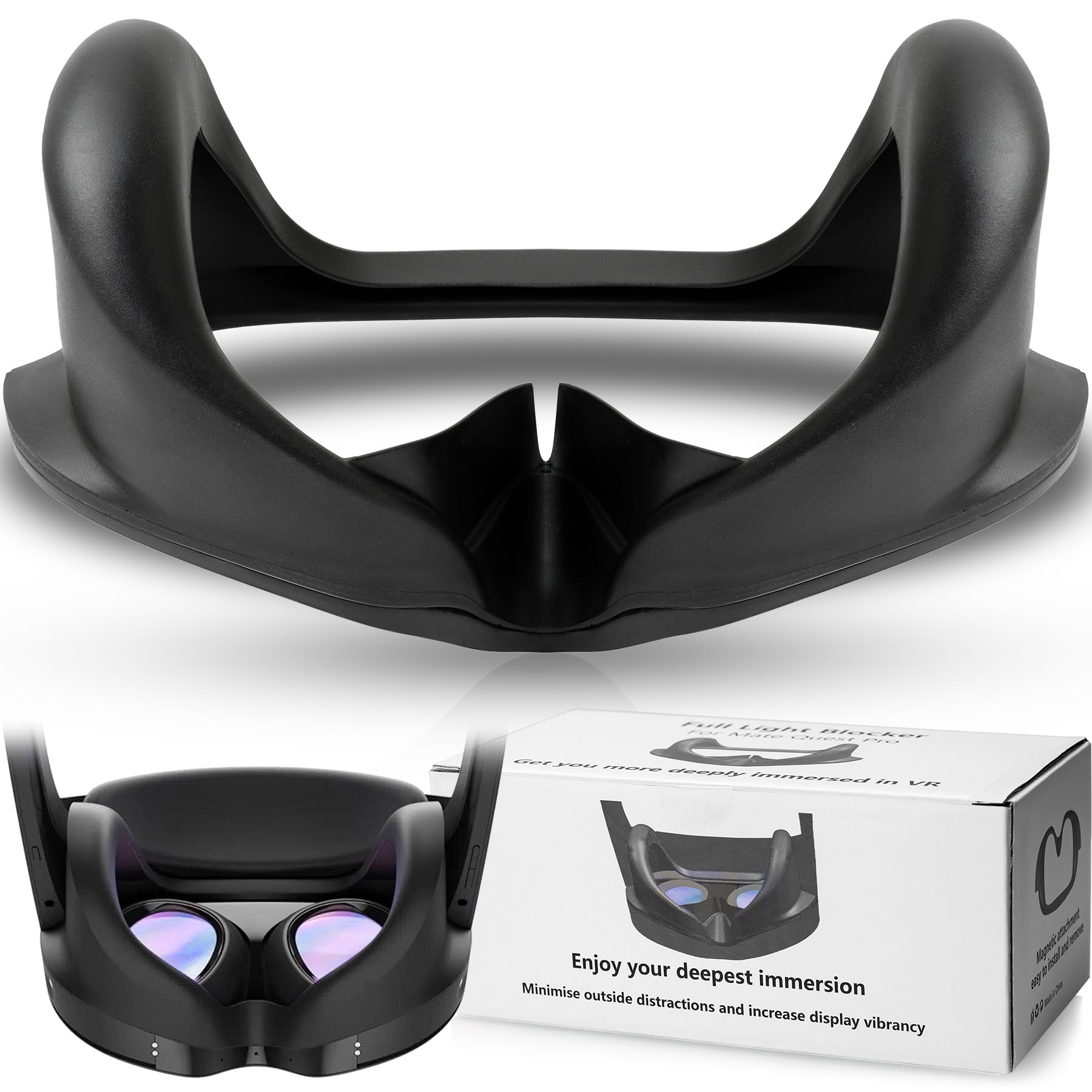 for Quest Pro Full Light Blocker,Silicone Facial Interface Magnetically attaches for VR Quest Pro Accessories