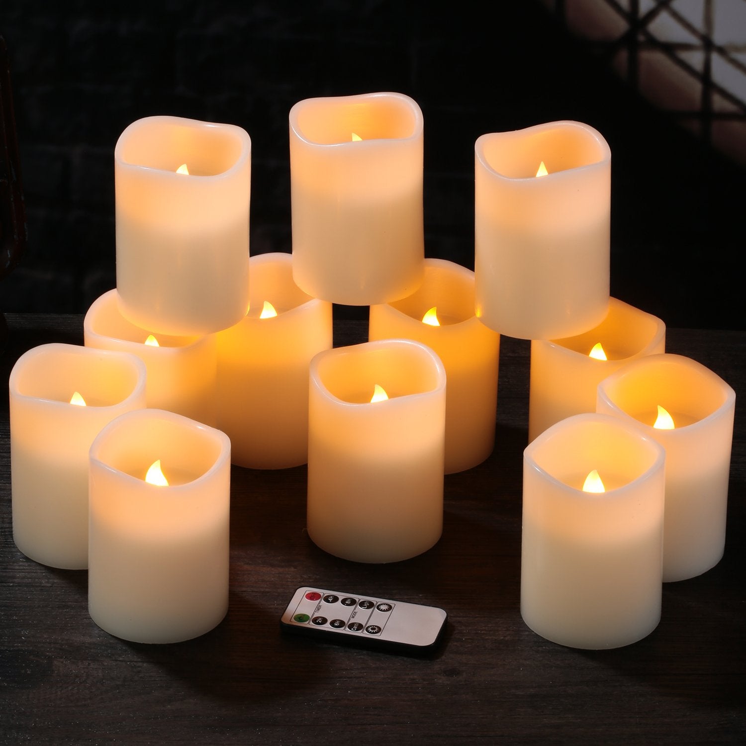 Flameless Candles Battery Operated Candles Set Of 12(D:3'' X H:4'') Pillar Real Wax Led Candles With 10 Key Remote And Cycling 2