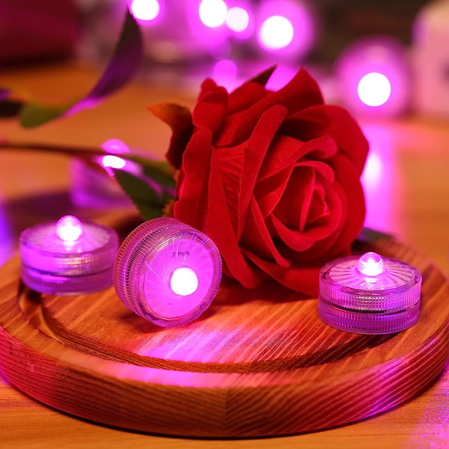 Hl Submersible Led Lights,Pink Small Led Light,100 Hours Waterproof Flameless Led Lights Battery Powered For Wedding Home Vase F